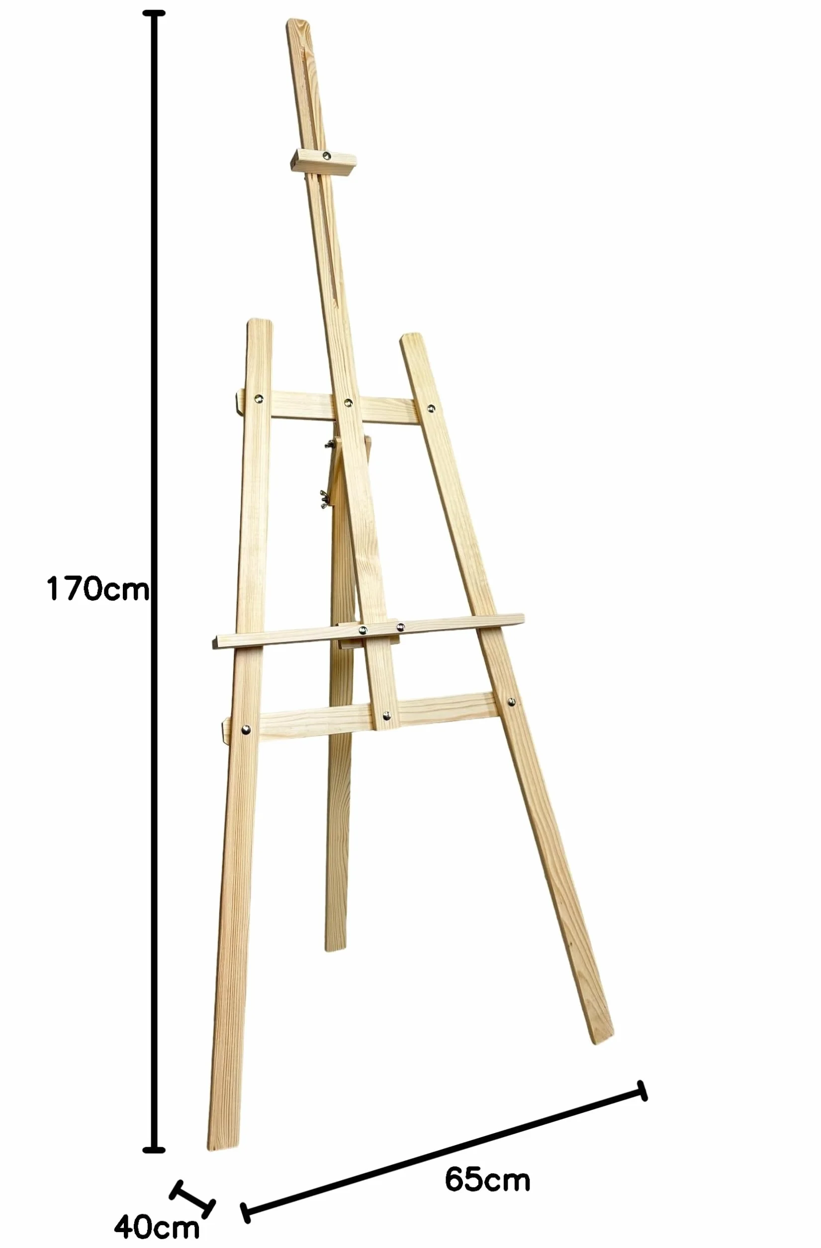 Cavalletto XXL in legno di pino 170 cm per tela fino a 100 cm Regolabile