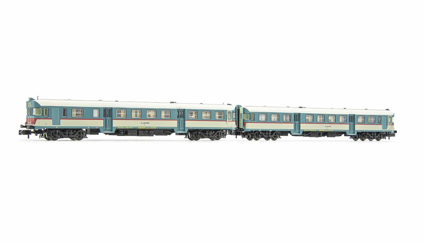 FS, confezione da 2 unità ALn 668 serie 1900, 2 porte livrea originale FS, finestrini arrotondati, epoca IV