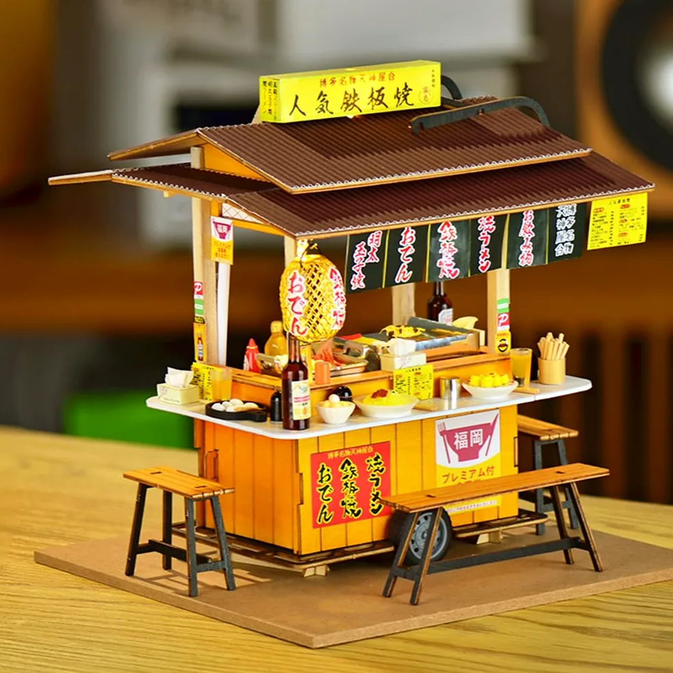 Kit fai da te per casa delle bambole in miniatura, negozio giapponese, casa delle bambole in legno, kit per casa delle bambole con mobili da costruire, giocattolo puzzle per regali creativi