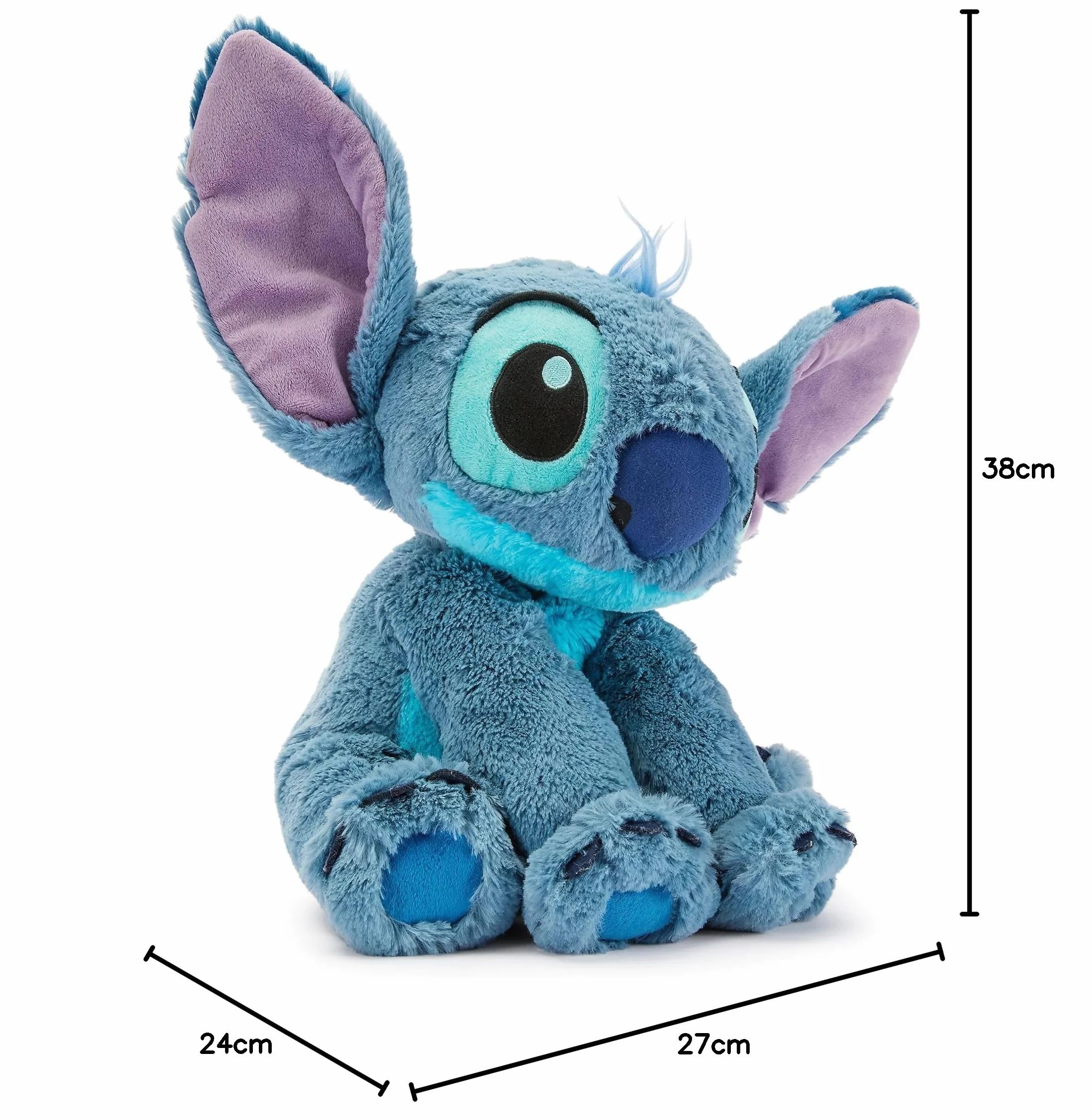 Disney Store peluche Stitch 38 cm ufficiale medio personaggio coccoloso consistenza sfumata dettagli ricamati orecchie flessibili