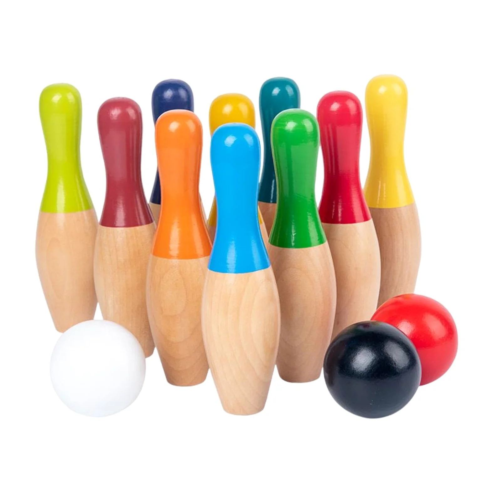 Set da bowling per bambini Perni in legno Palla Divertimento modo per imparare con il bambino Gioco con palla da bowling Divertimento all'aperto per