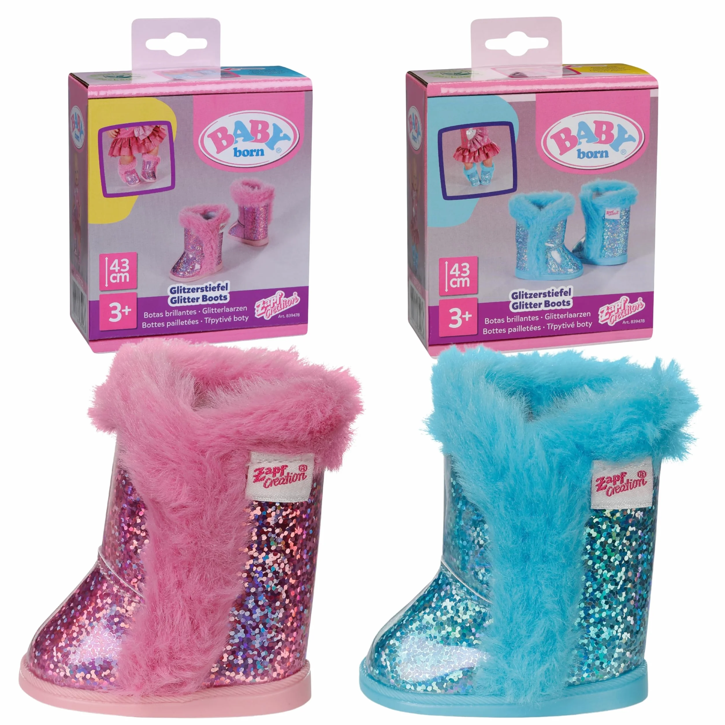 BABY born Stivaletti Glitter – 1 paio di scarpe per bambola in due design possibili – Selezione casuale del modello – Adatti a tutte le bambole da 43 cm – Accessorio per bambole di alta qualità