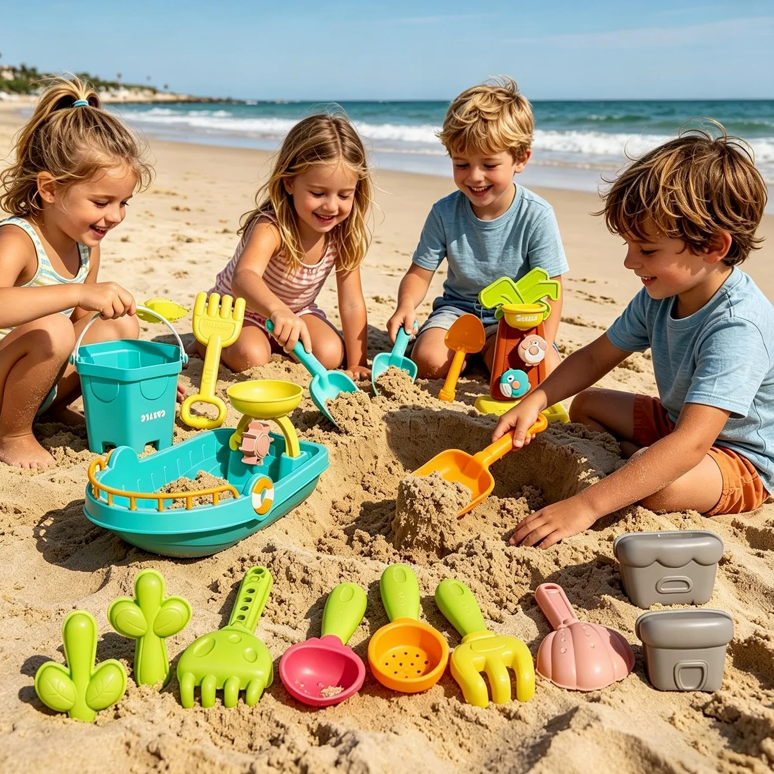 Giocattoli da Spiaggia ai Bambini Divertente Strumento di Scavo ed | Set Sabbia per Bambini adatto soprattutto per esterno, piscina, acqua, nuoto, immersioni, vacanze est