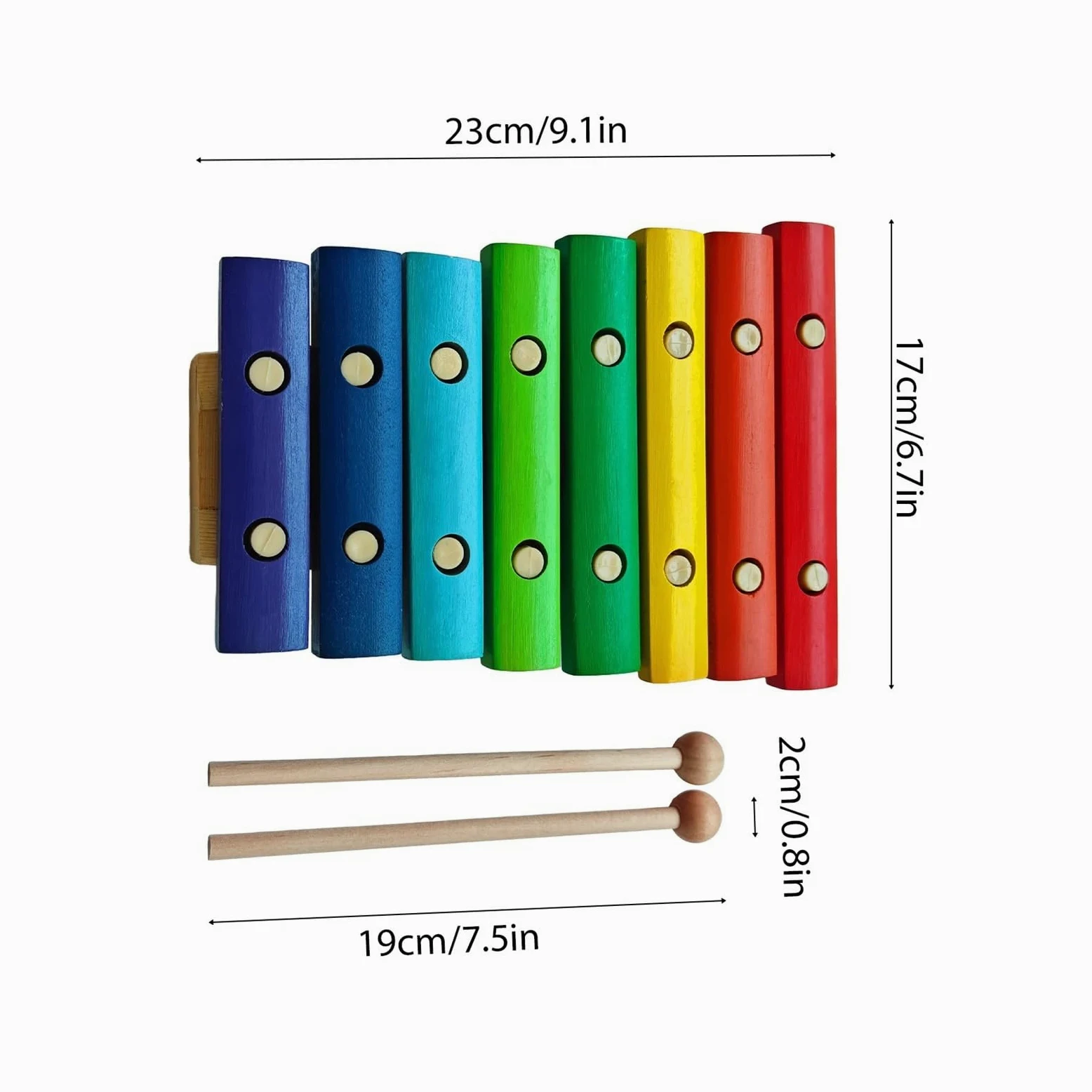 8 Notes Wooden Xylophone with 2 Mallets | Strumento musicale
