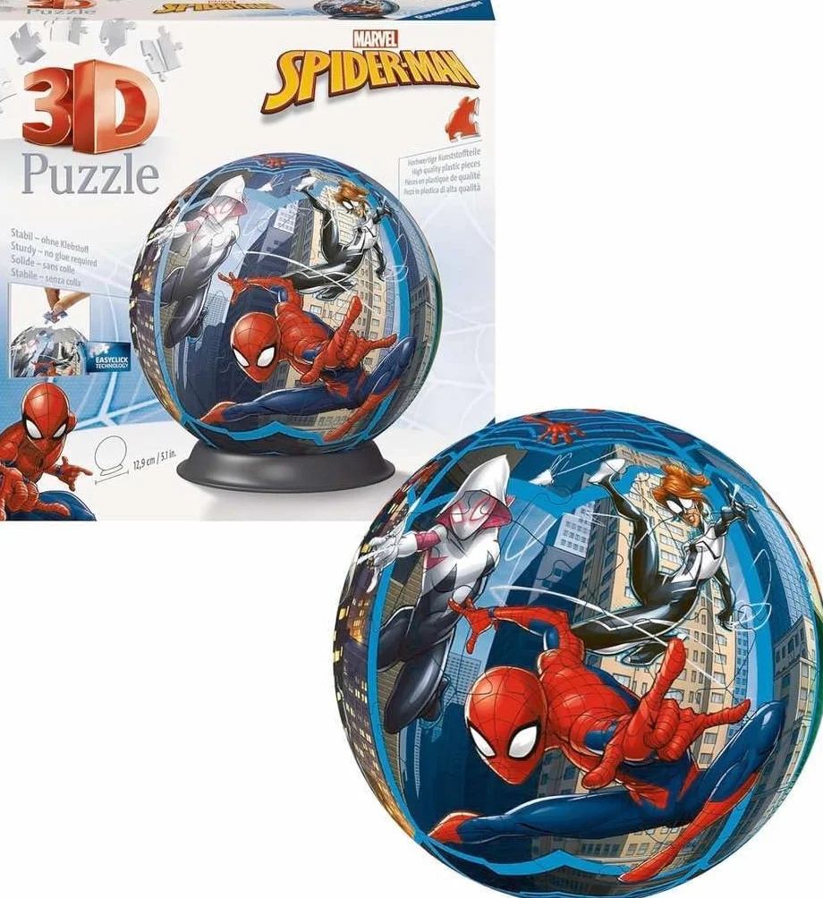 Ravensburger - Puzzle 3d Spiderman​ 72 pezzi, Puzzle 3d bambini 6 anni o più, Giochi bambini 6 anni, Collezione Marvel, Giochi divertenti, Idee regalo