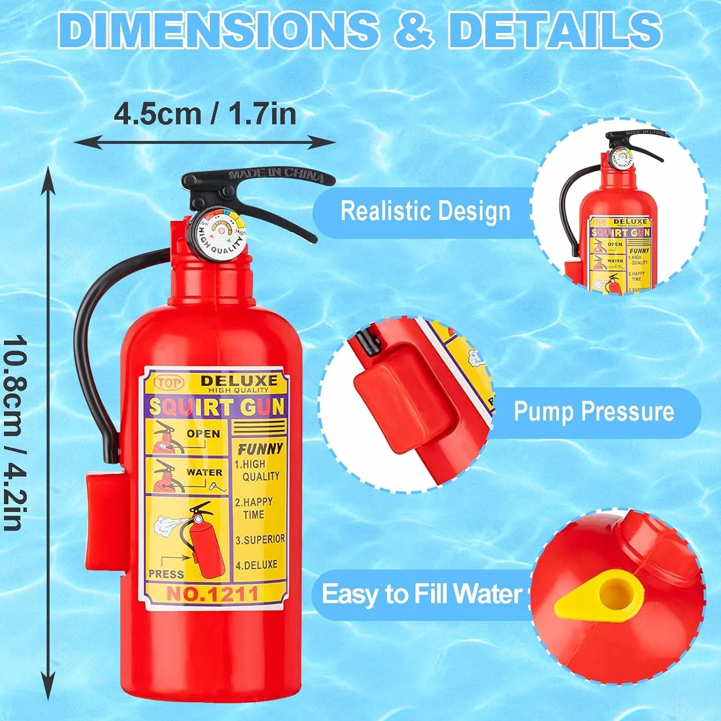 10PCS Giocattoli Estintori, Mini Estintore Giocattolo d'acqua per la Piscina Partito Favore, Giochi Estivi per Bambini All'aperto