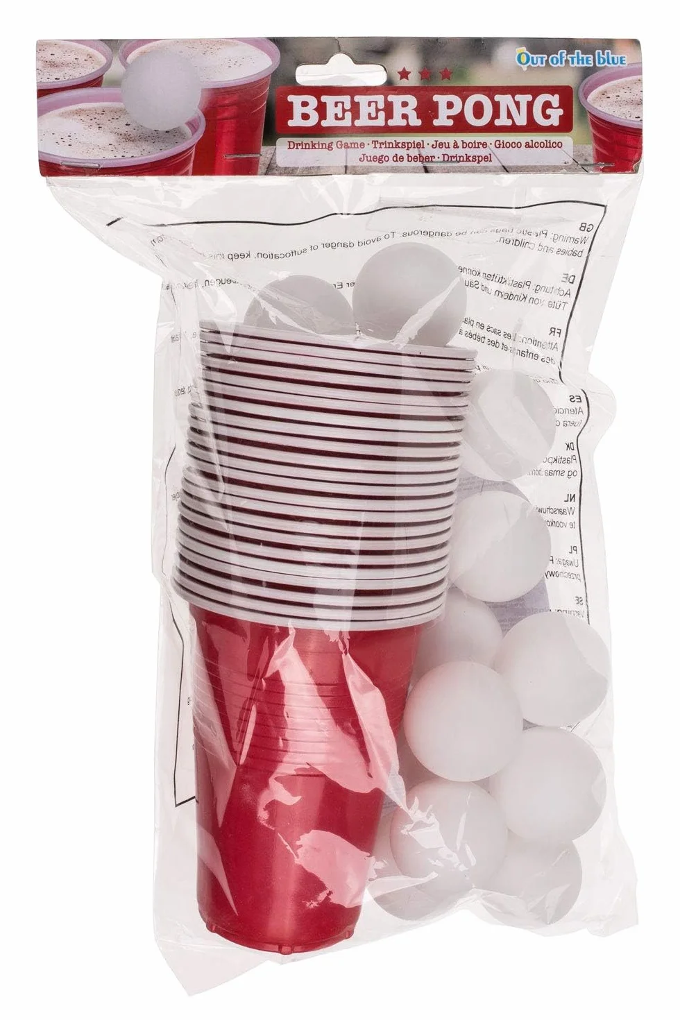Out of the blue Gioco da Bere/Beer Pong / 15 Palline e 22 Bicchieri da 550 ml/Materiale: plastica