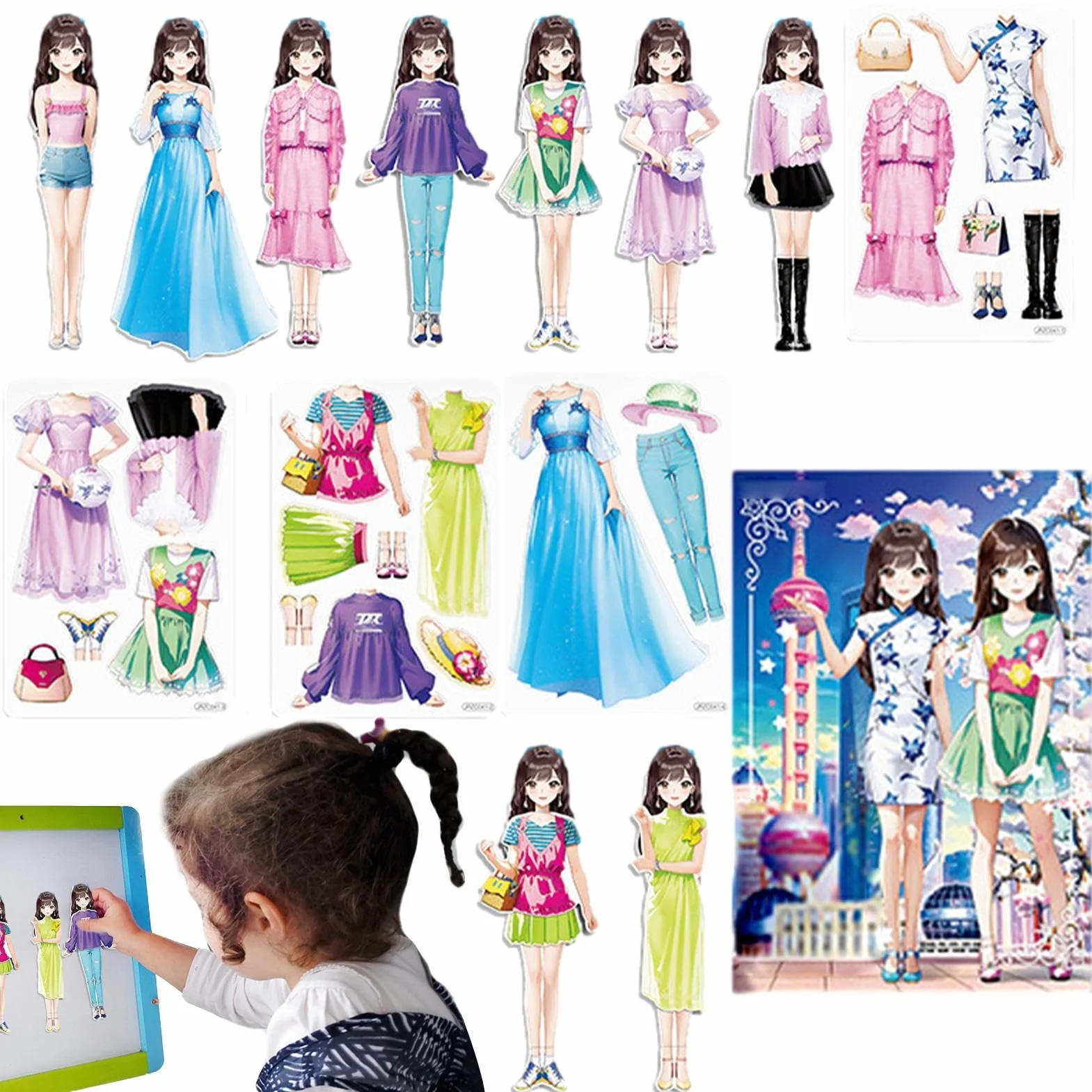 Giocattolo del libro di adesivi per | Puzzle di bambole magnetiche creative da vestire,Libro di vestire riutilizzabile, Design di Moda, Principessa affidabile, bambola di carta per ragazze