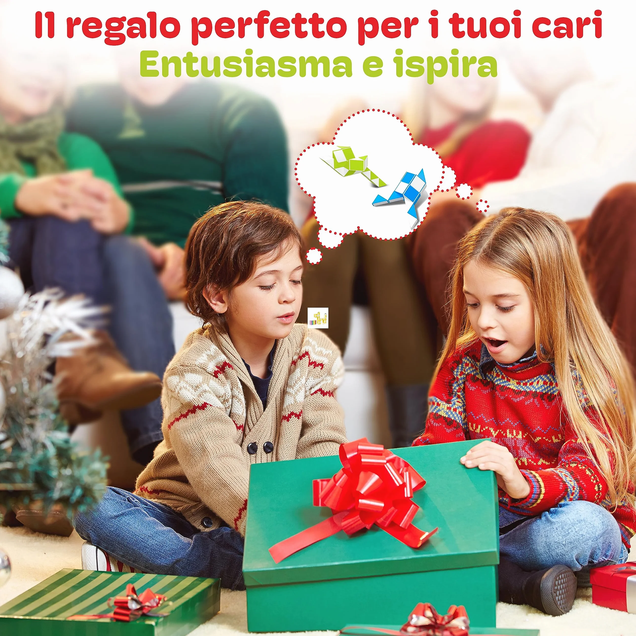 CUBIDI® Serpente Magico Puzzle 24 Blocchi Arancio - Gioco Rompicapo per Bambini e Adulti