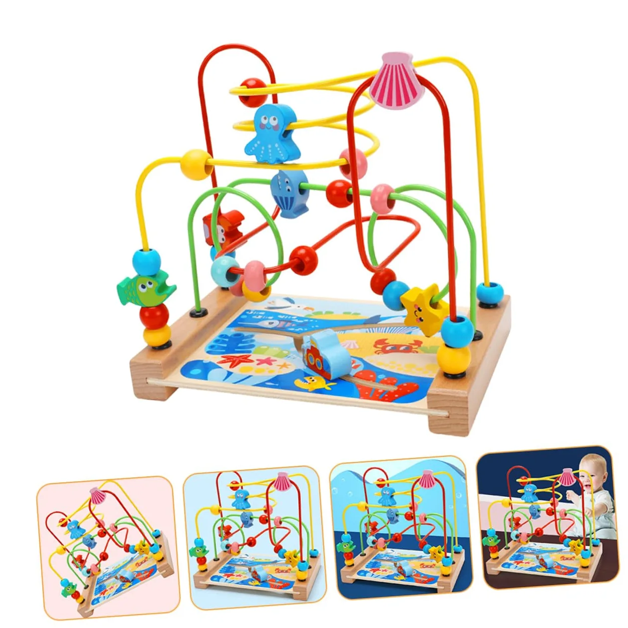 Labirinto di Perline per Bambini, Giocattolo Educativo in Legno senza Bave | Festa Scuola Decor, Rullo Labirinto di Perline, Gioco Sensoriale per Bambini e Ragazzi