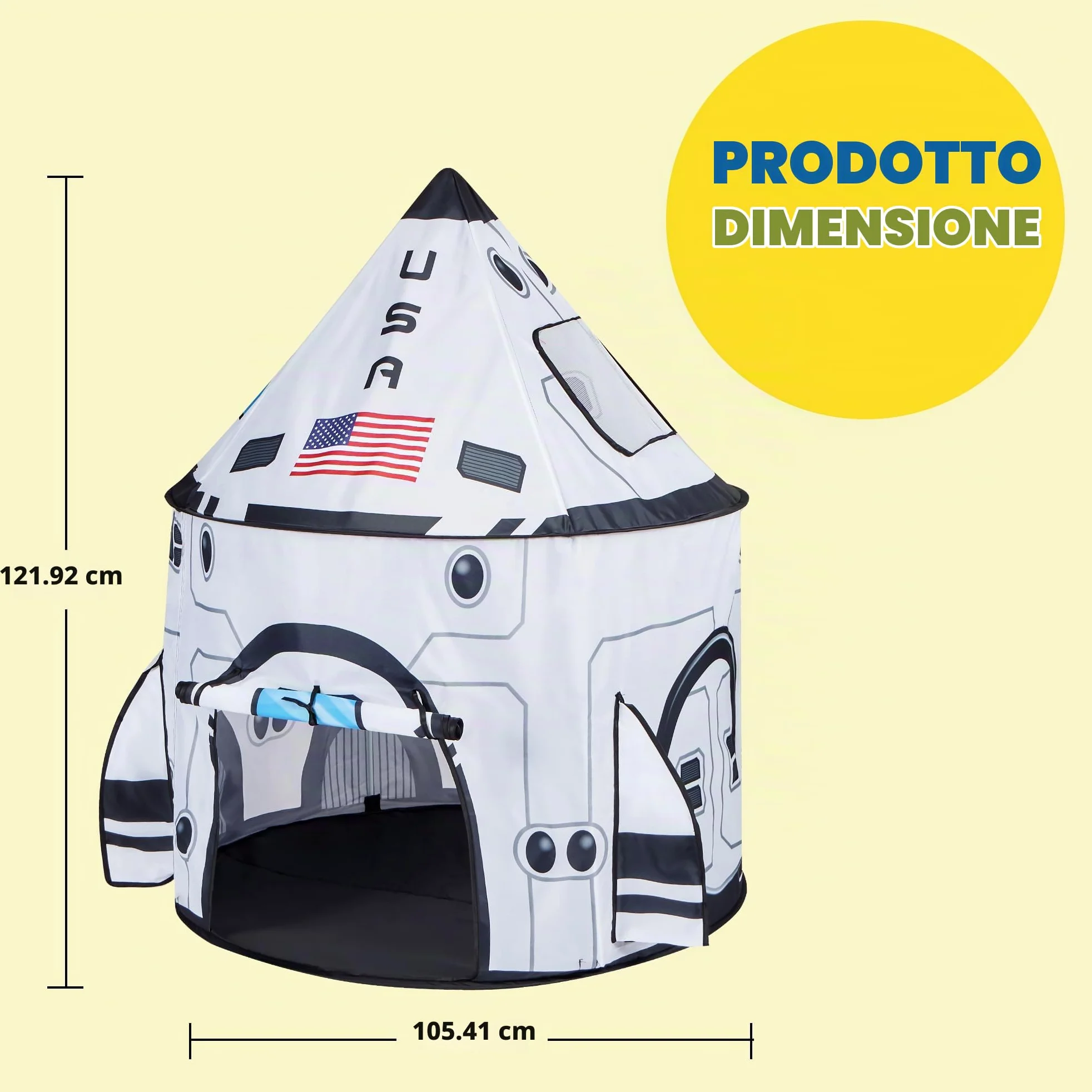 JOYIN Tenda per Bambini Razzo Spaziale Pop Up, Portatile Pieghevole Space per Interni ed Esterni