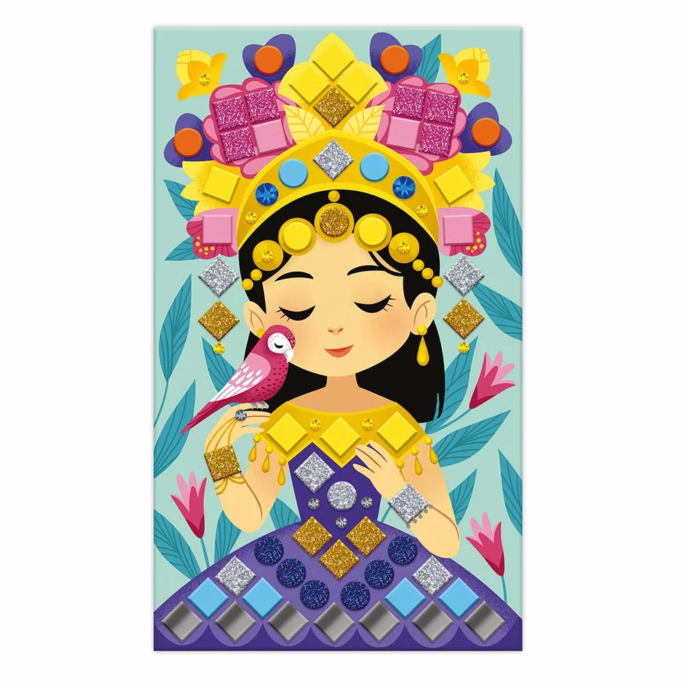 Janod - Cofanetto Mosaici Principesse e Fate - Les Ateliers du Calme - Kit Creativo per Il Tempo Libero dei Bambini - Sviluppo della Motricità Fine e della Concentrazione - Dall'Età di 5 Anni, J07962