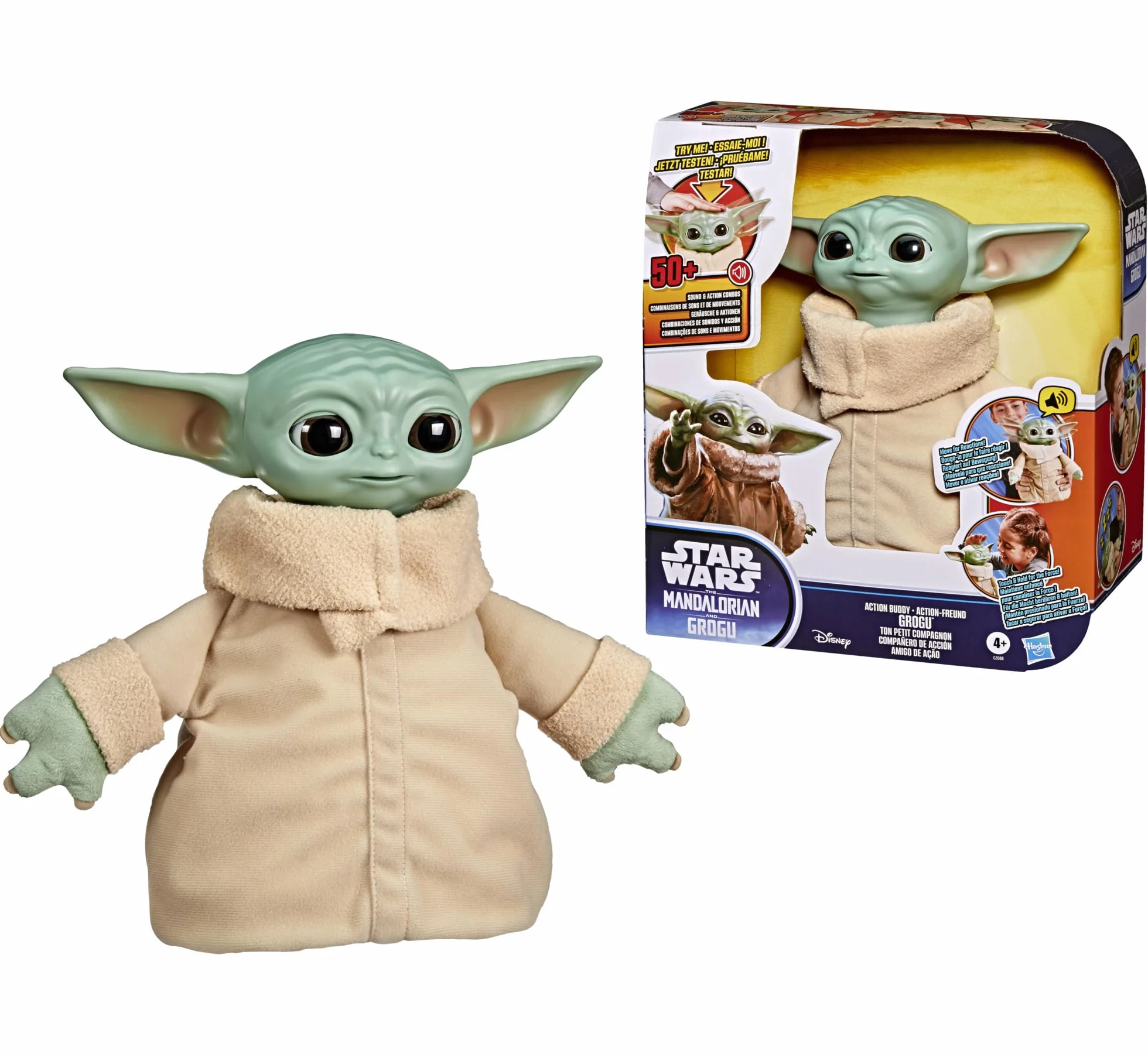 Star Wars Hasbro, action figure da 25 cm di Grogu Coccolavventura, giocattolo animatronico, peluche interattivo, giocattoli ispirati The Mandalorian and Grogu, dai 4 anni in su