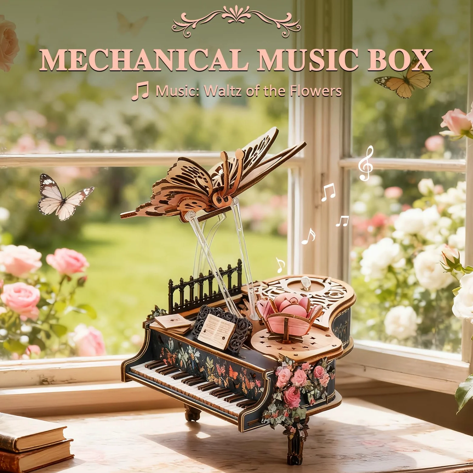Puzzle 3D in legno per adulti, farfalle e fiori, meccanismo puzzle 3D, kit di modellismo per adulti, regalo creativo per donne e uomini