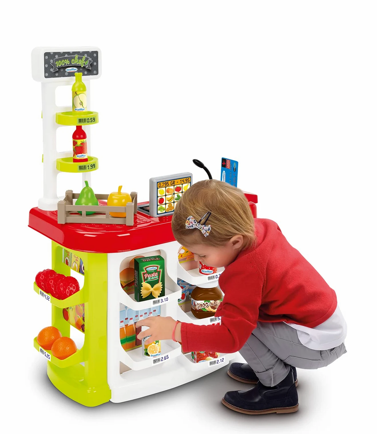 Giocattoli Ecoiffier 1691 - Rilascio per cassa Supermercato 3 in 1 con accessori di vendita, gioco d'imitazione - a partire da 18 mesi - Made in France