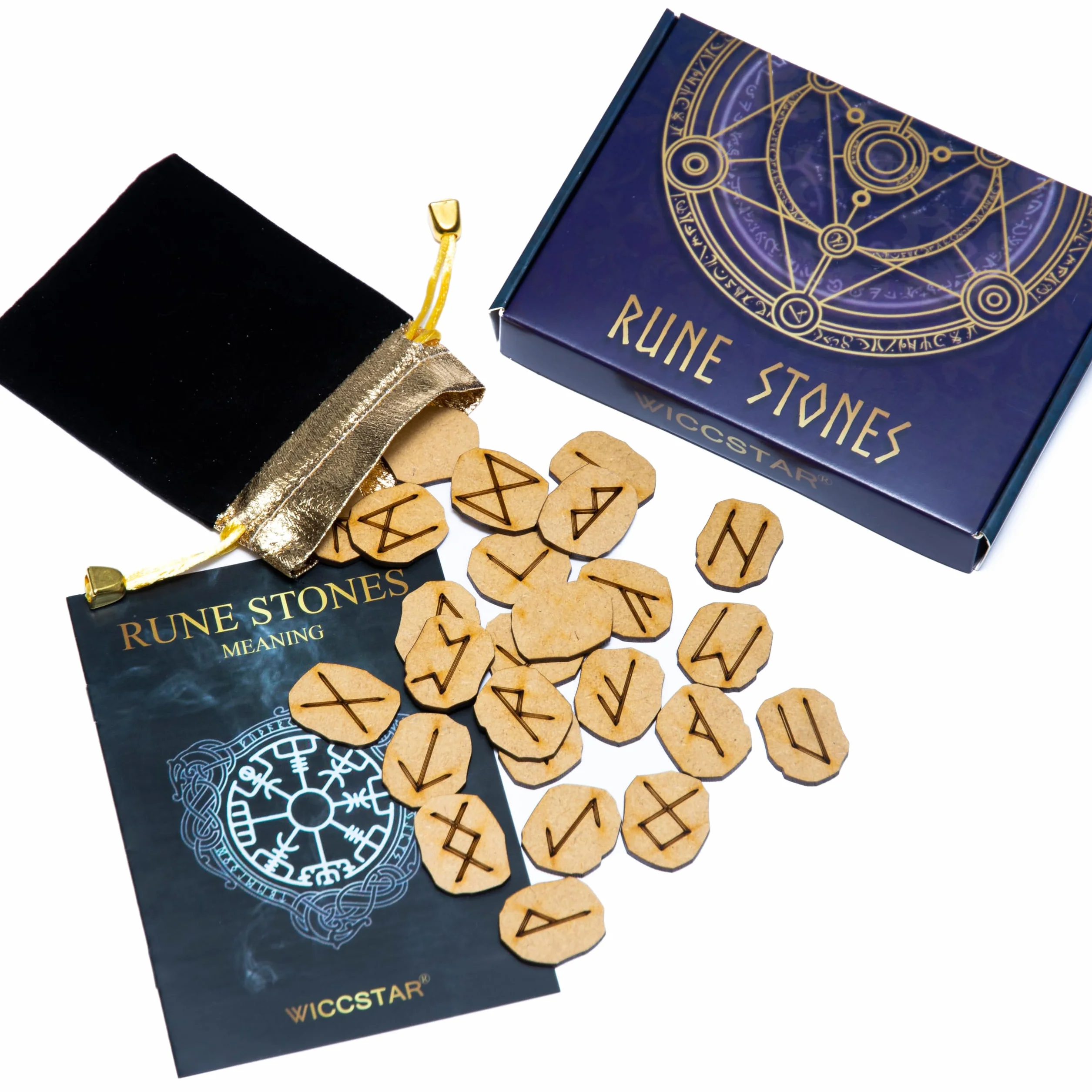 Rune Pietra celtiche Stone Set Borsa con Layout