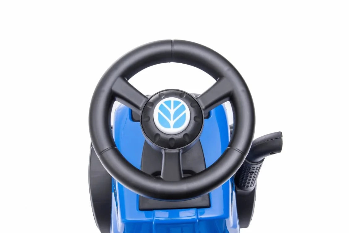 Sun Baby New Holland Macchinina Cavalcabile per Bambini 12 Mesi con Pala e Rastrello, Clacson, Suono Motore (Blu)