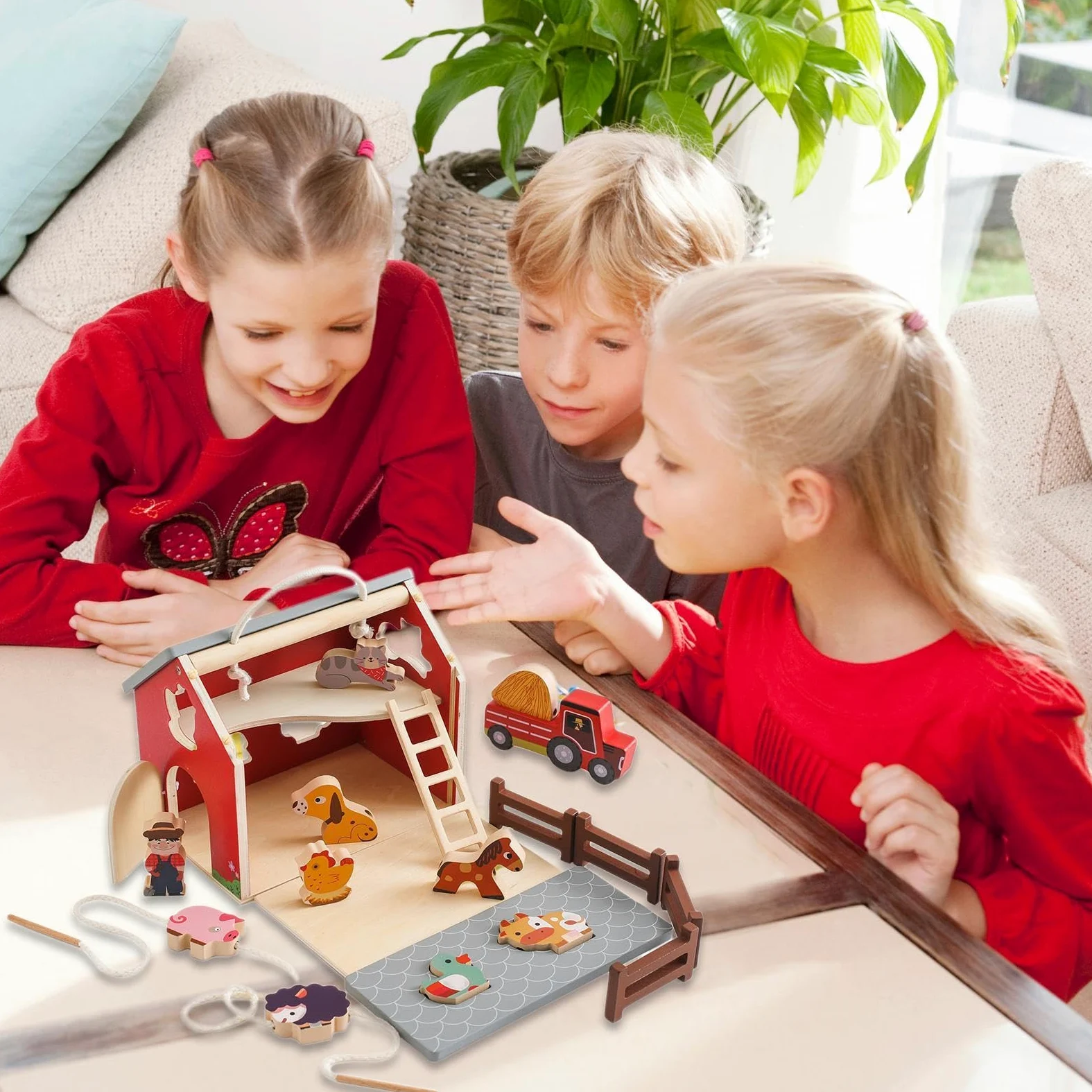 Generisch Giocattolo da fattoria in legno, di smistamento fienile | set di animali della fattoria, impilabile, giocattolo educativo per abilità motorie, giocattolo per bambini piccoli
