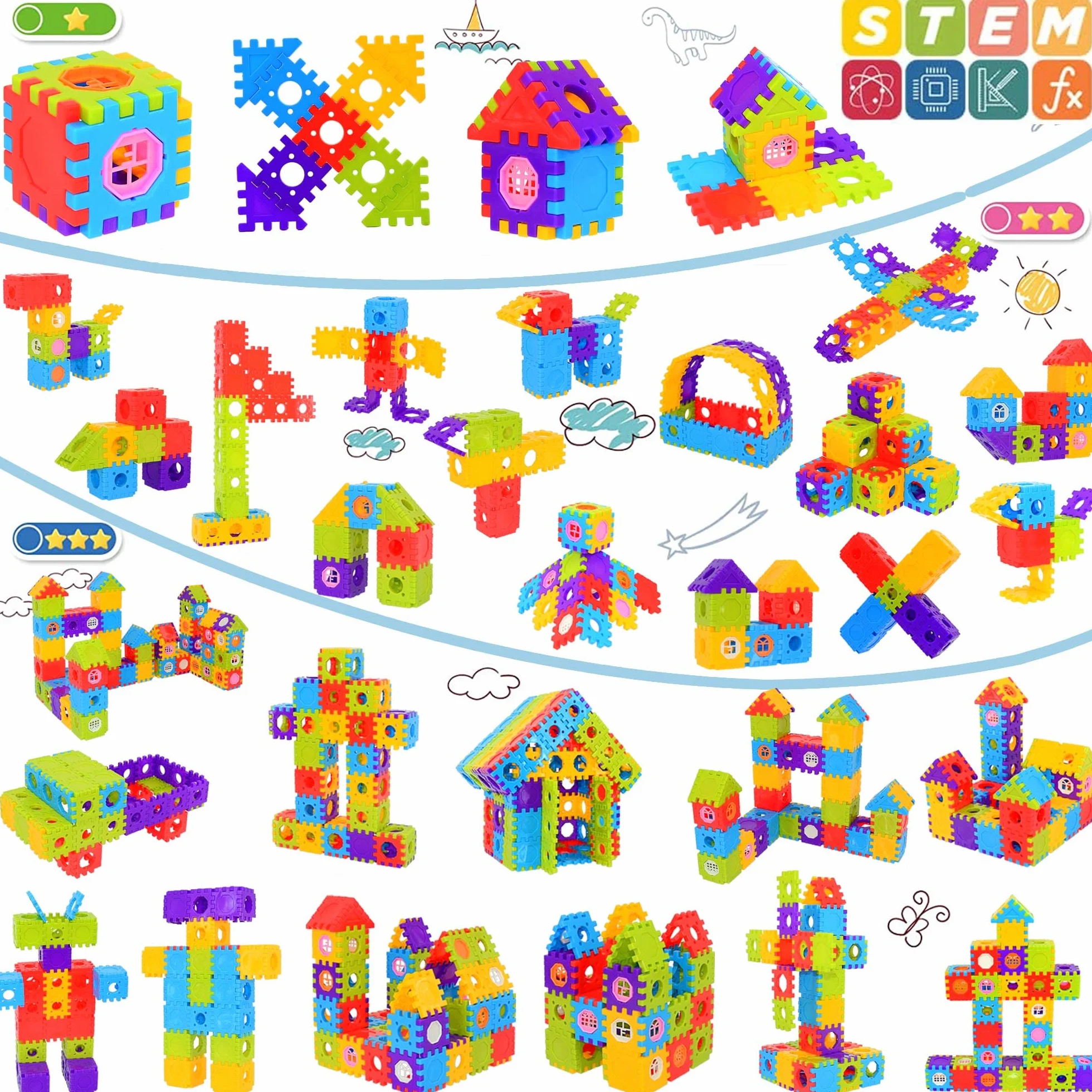 Blocchi da costruzione per bambini piccoli 160 pezzi Jumbo Toy Building Kits -Giocattoli STEM ad incastro