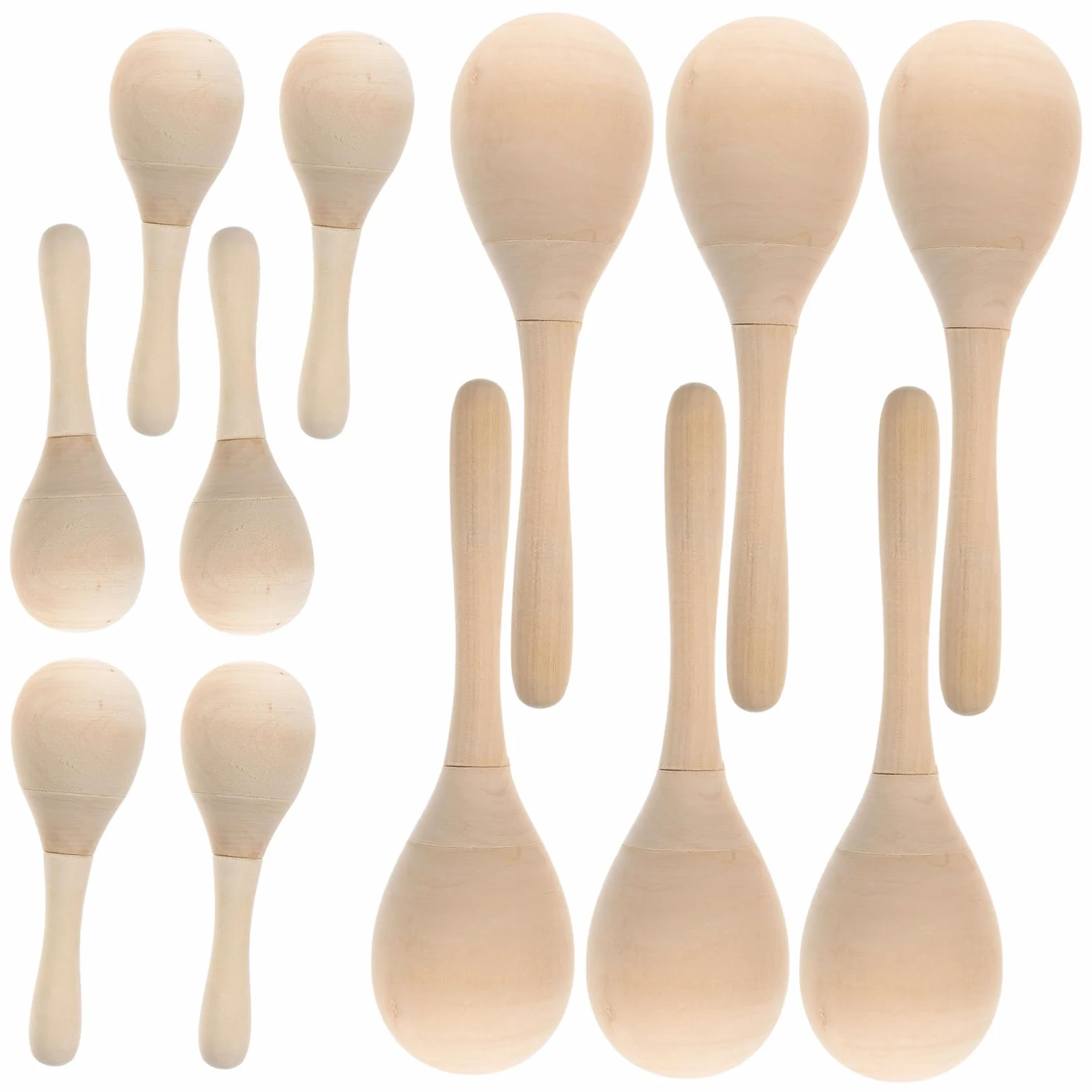 ORFOFE Maracas Strumenti Musicali Educativi da Dipingere in Legno 12 Pezzi Facili da Impugnare Giocattoli Creativi per Ragazzo Ragazza per Scuola e Classi per Feste e Attività Manuali