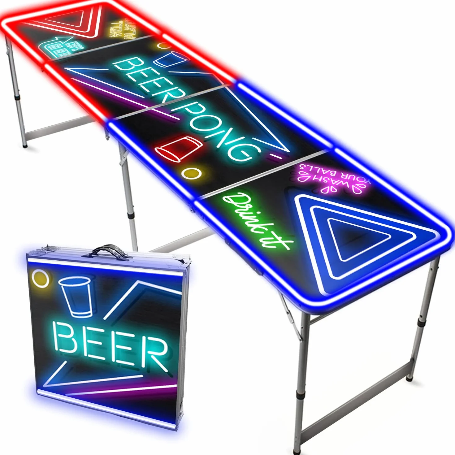 Tavolo da Beer Pong® Ufficiale con Luce a LED | Spotlight | Birra Pong | Taglie Ufficiali della Competizione | Gioco Serale e aperitivo | Gioco da Bere | OriginalCup®