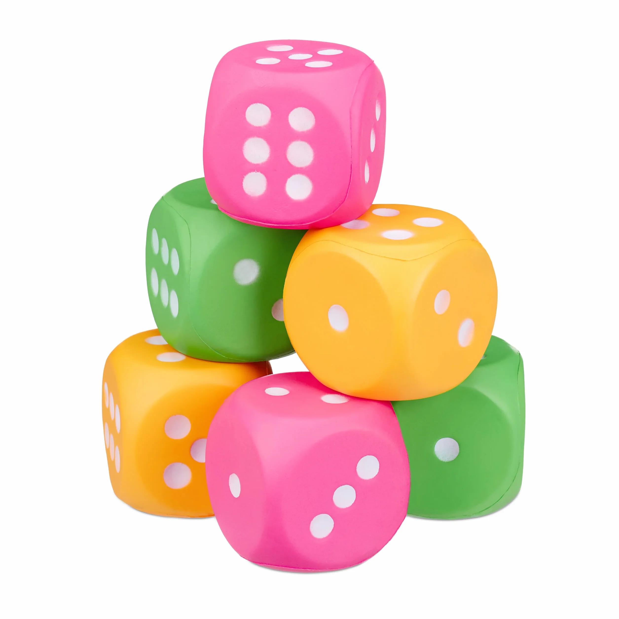 Relaxdays Dadi Giganti, Set da 6 Cubi in Gommapiuma, XXL, Giocattolo per Bambini, Morbido e Leggeri, Cubici, Colorati