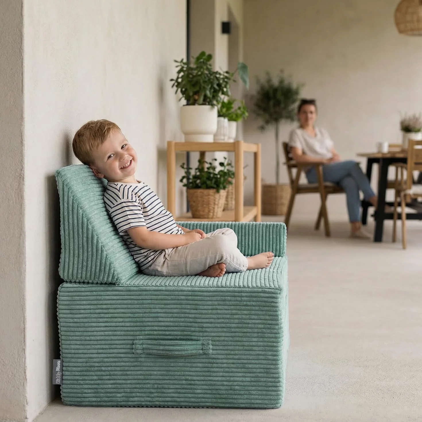 KiddyMoon Trampolino Bambini Da Interno 2 In 1, Fodera A Coste Con Zip Rimovibile, Mini Trampolino Per Casa