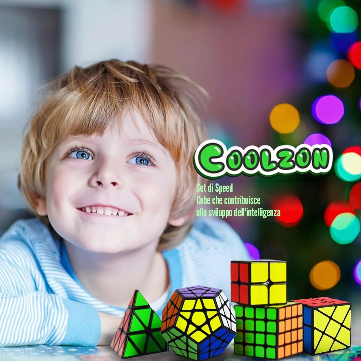 Coolzon Set di 5 Cubi Magici, Set di 5 Cubi Magici di Velocità 2x2 4x4 Fenghuolun Pyraminx Pyramid Megaminx Fenghuolun Puzzle Cube Giocattolo Regalo per Bambini Adulti