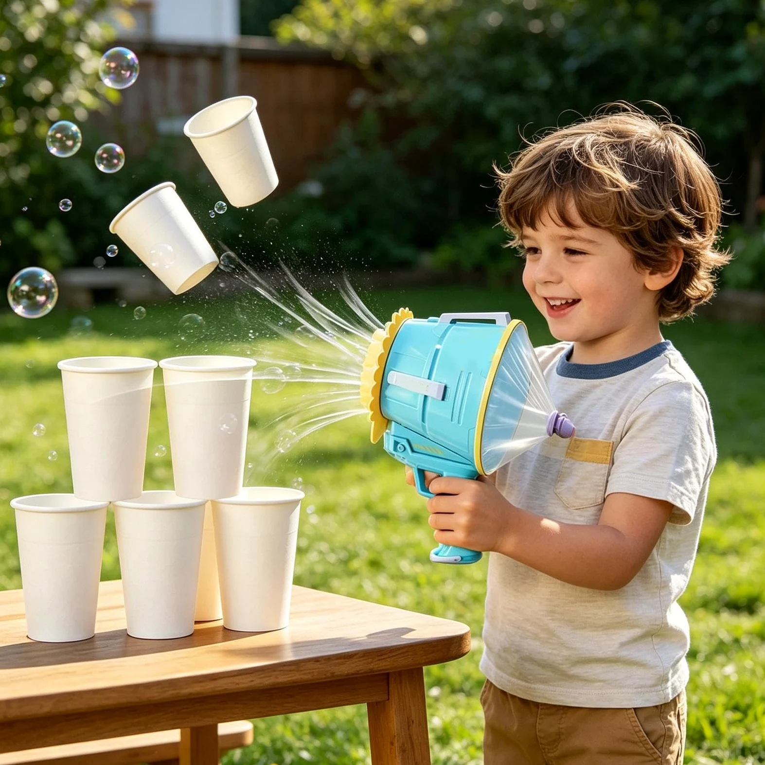 Macchina Bolle Giocattolo da Giardino Portatile | Macchina Per Bolle Da Esterno Per Ragazzi, Compleanno, Feste E Vacanze, Cortile, Giardino, , Spiaggia, Estivi, Giochi E