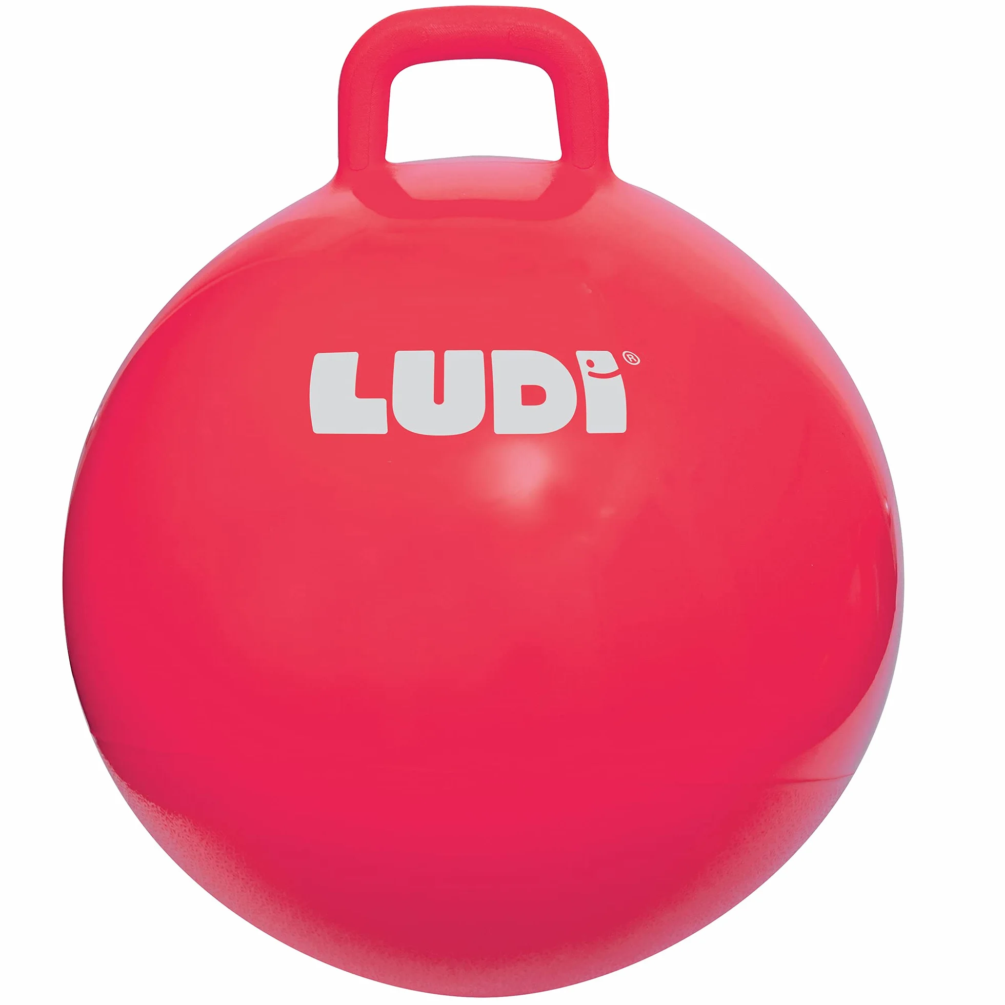 LUDI Pallone per Saltare XXL Rosso, Ludi, Maniglia Anatomica - Pallone Gonfiabile Grande - Plastica Spessa ed Elastica - Giocattolo al Chiuso e all’Aperto