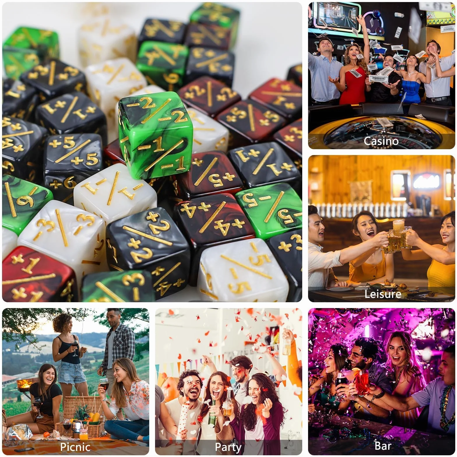 Pezzi Contatori Dadi D6, Fedeltà con Sacchetti, Compatibile con MTG, CCG, Accessori per Gioco di Carte, 4 Tipi