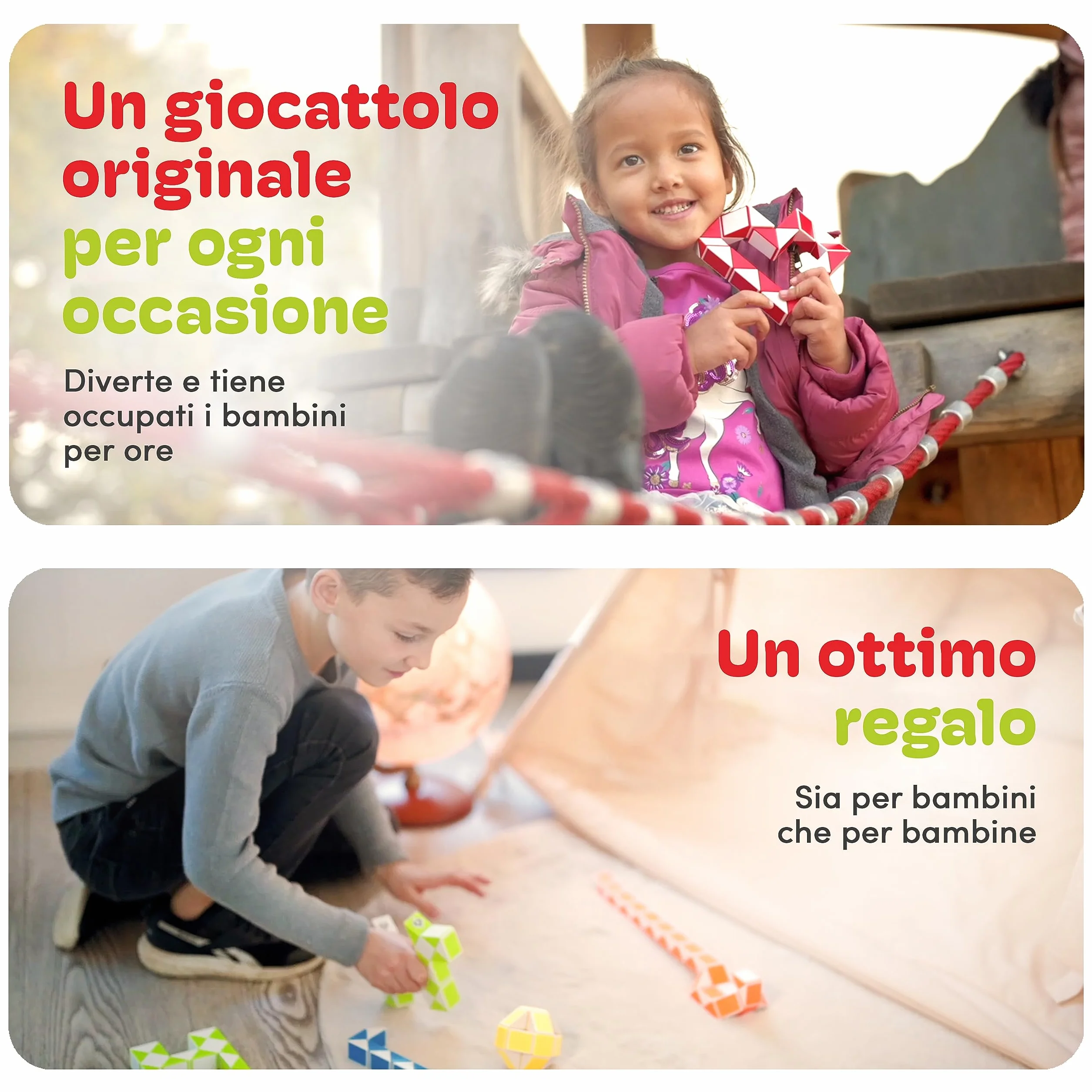 CUBIDI® Serpente Magico Puzzle 24 Blocchi Arancio - Gioco Rompicapo per Bambini e Adulti