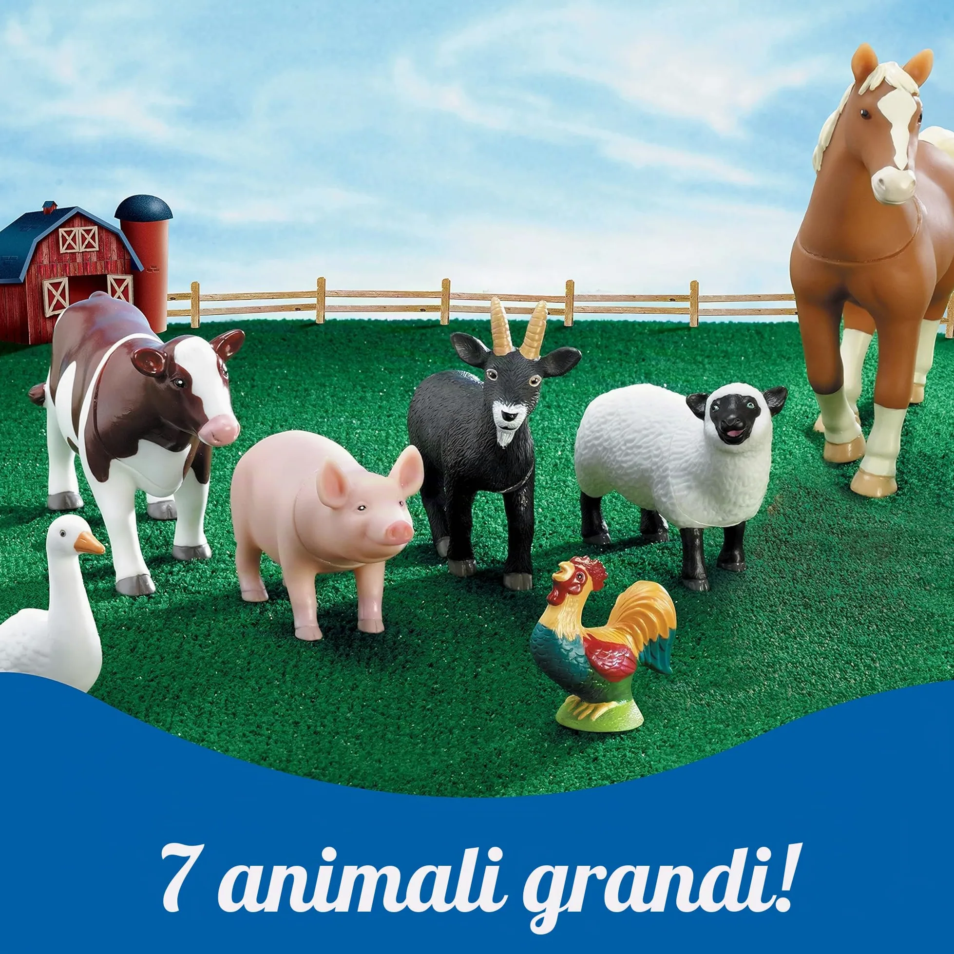 Learning Resources Animali della Fattoria Jumbo, Dai 18 Mesi, Set da 7 Animali in Plastica Resistente, Ideali per Giochi Immaginativi e Attività Montessori