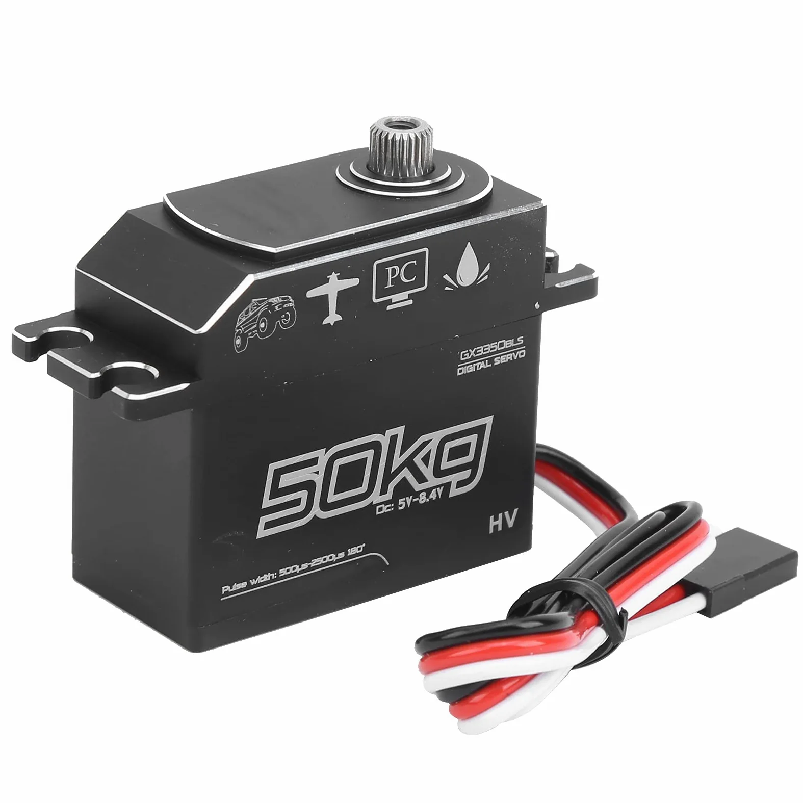 Servo RC Servo 50 Kg, Trasmissione impermeabile in acciaio inox, Servo digitale ad alta coppia per auto da barca 1/10 1/8 RC