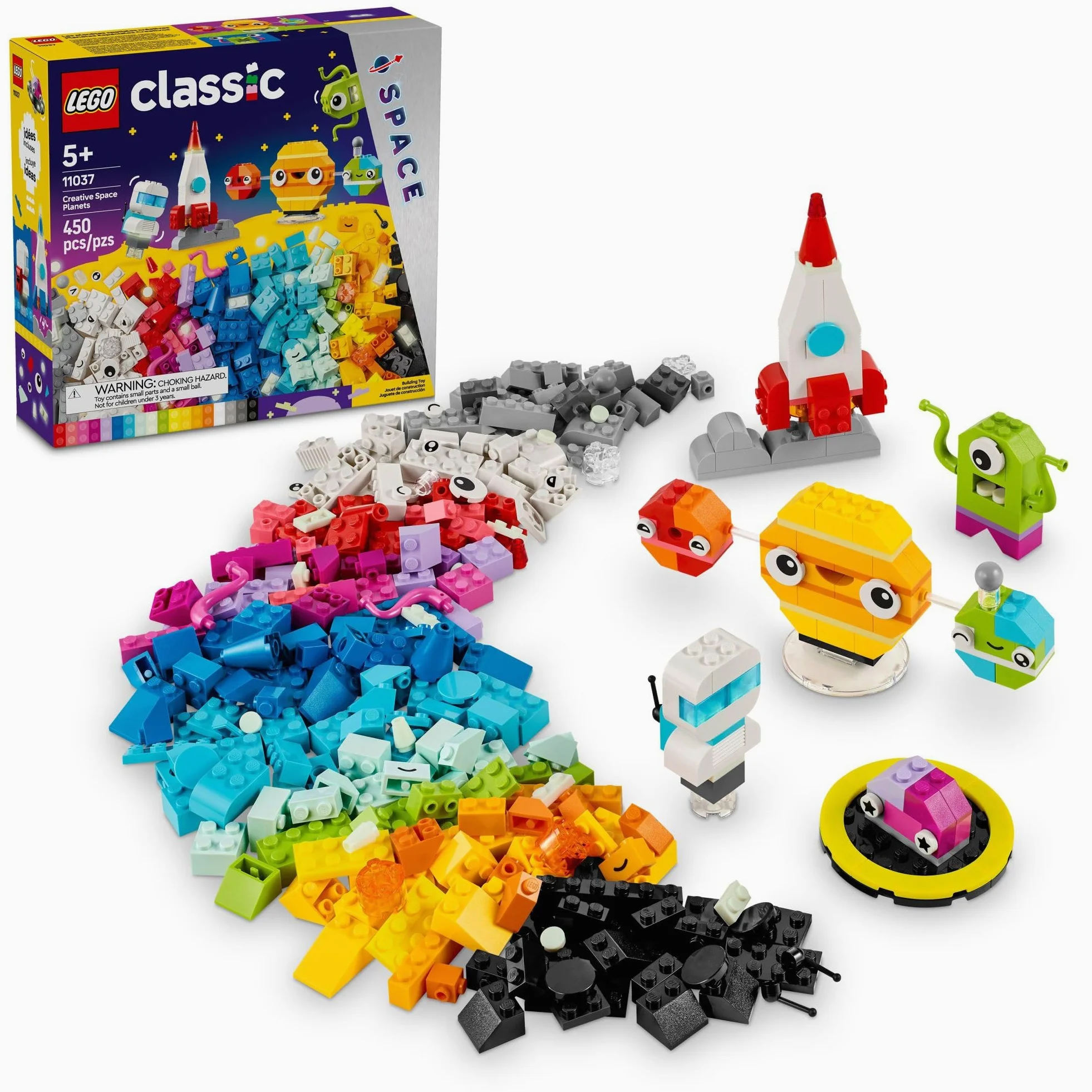LEGO Set di giocattoli per costruire pianeti spaziali e creativi, giocattoli spaziali per bambini, ragazzi e ragazze, dai 5 anni in su, include alieni, razzi e mattoni fosforescenti - idea regalo di