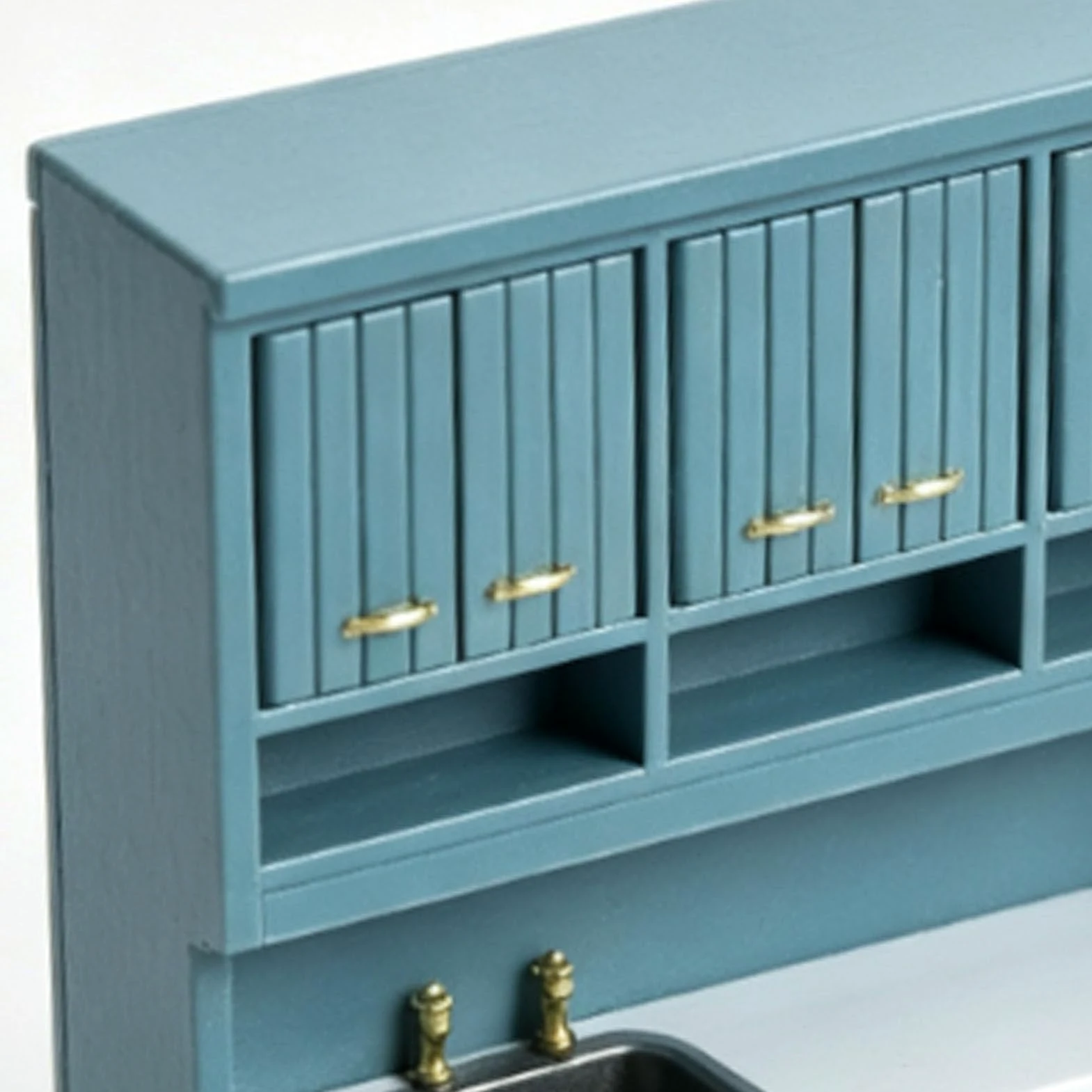 Set di Armadietti da Cucina in Miniatura da 6,5 ​​pollici, Scala | Porte Funzionali Aperte per Riporre gli Oggetti Design Modulare in Robusto Legno di Betulla per un Posizionamento Flessibile