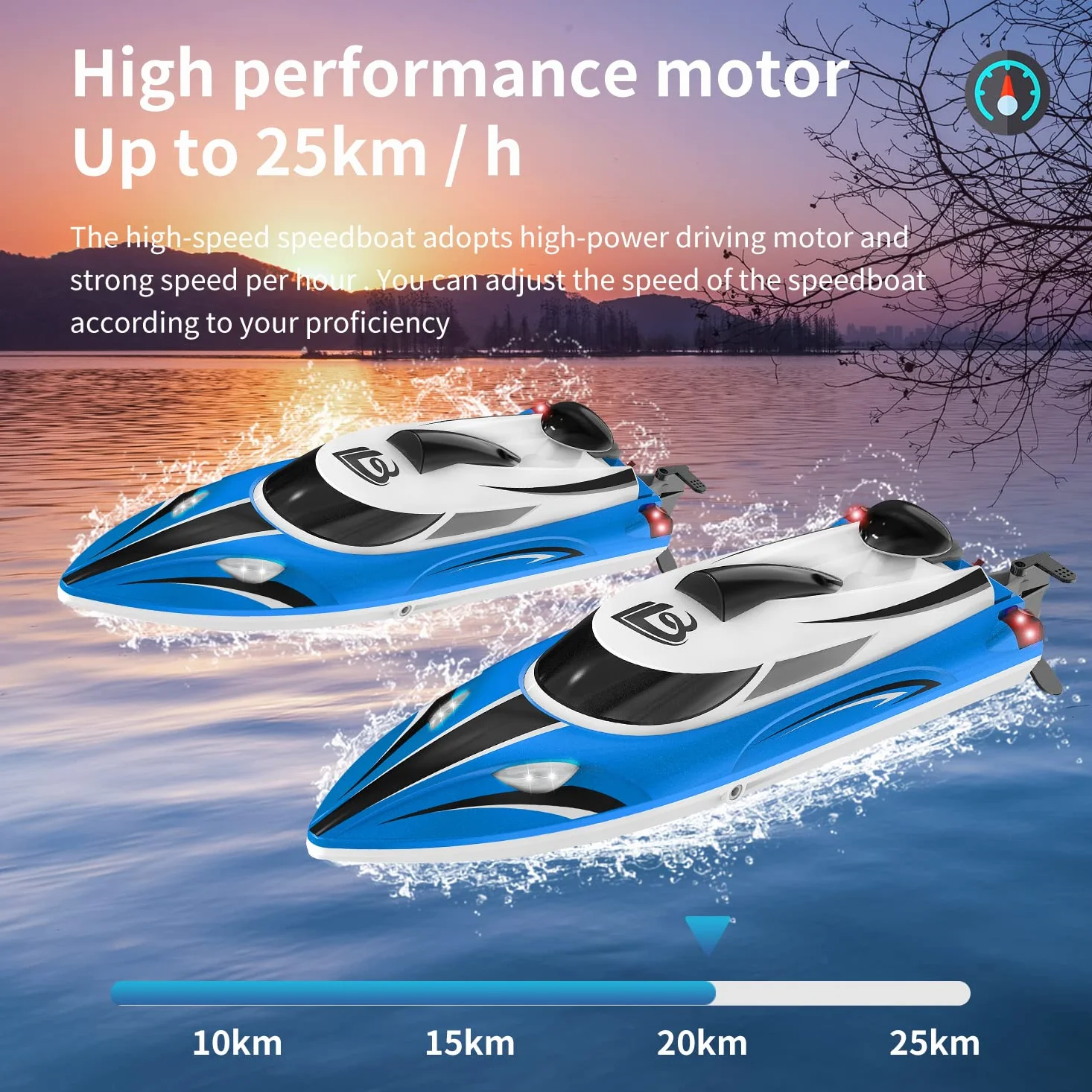 Motoscafo ad alta velocità Telecomando impermeabile Telecomando a bordo Modello di barca Giocattolo Modello di nave elettrica Yacht BLLRC L100 (Blu)