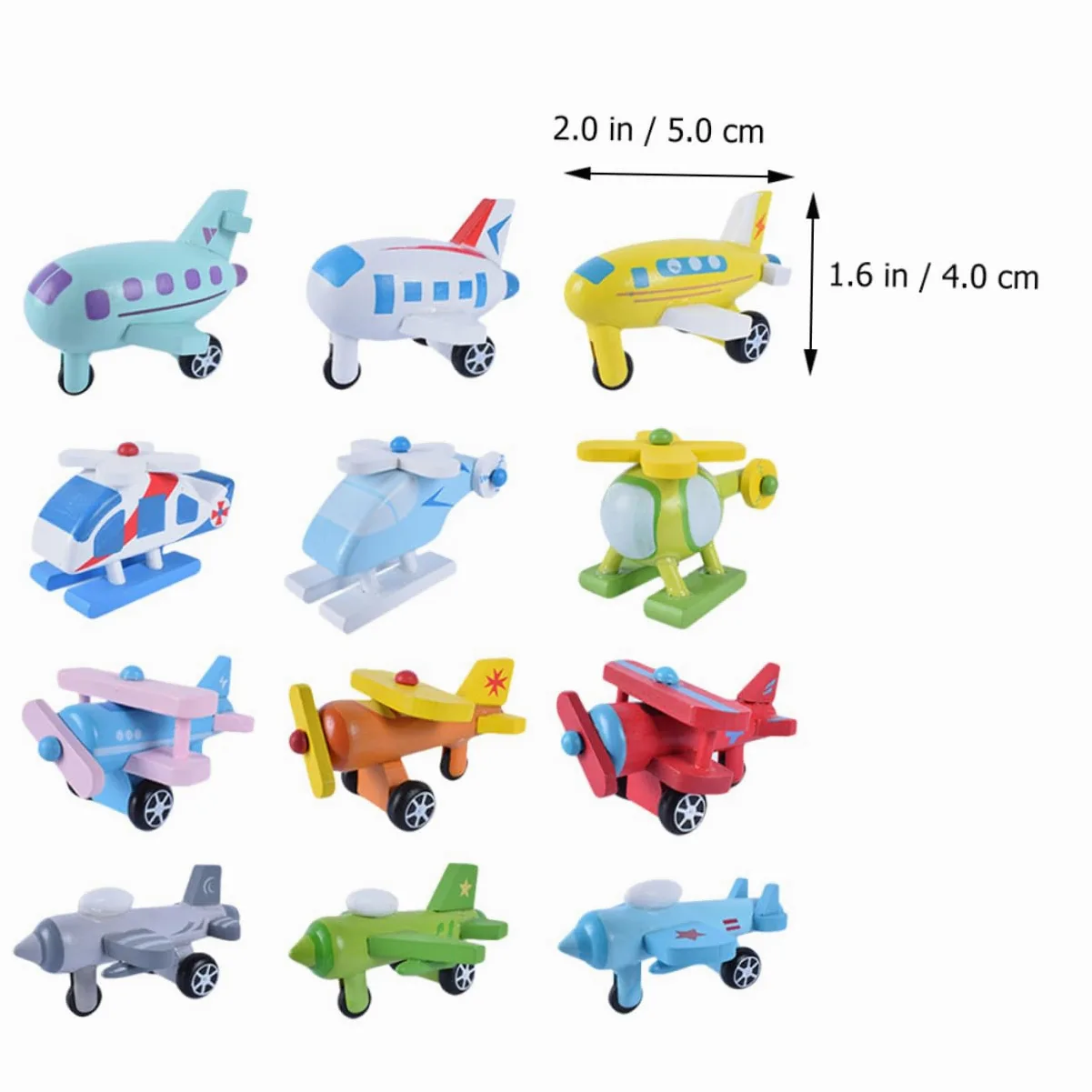 Mini Aeroplano in Legno 12 Pezzi, Giocattolo per Ragazzo Ragazza | Versione Colorata, senza Sbavature, Favorisce la Presa, Adatto a Bebè e Primi Giochi Educativi