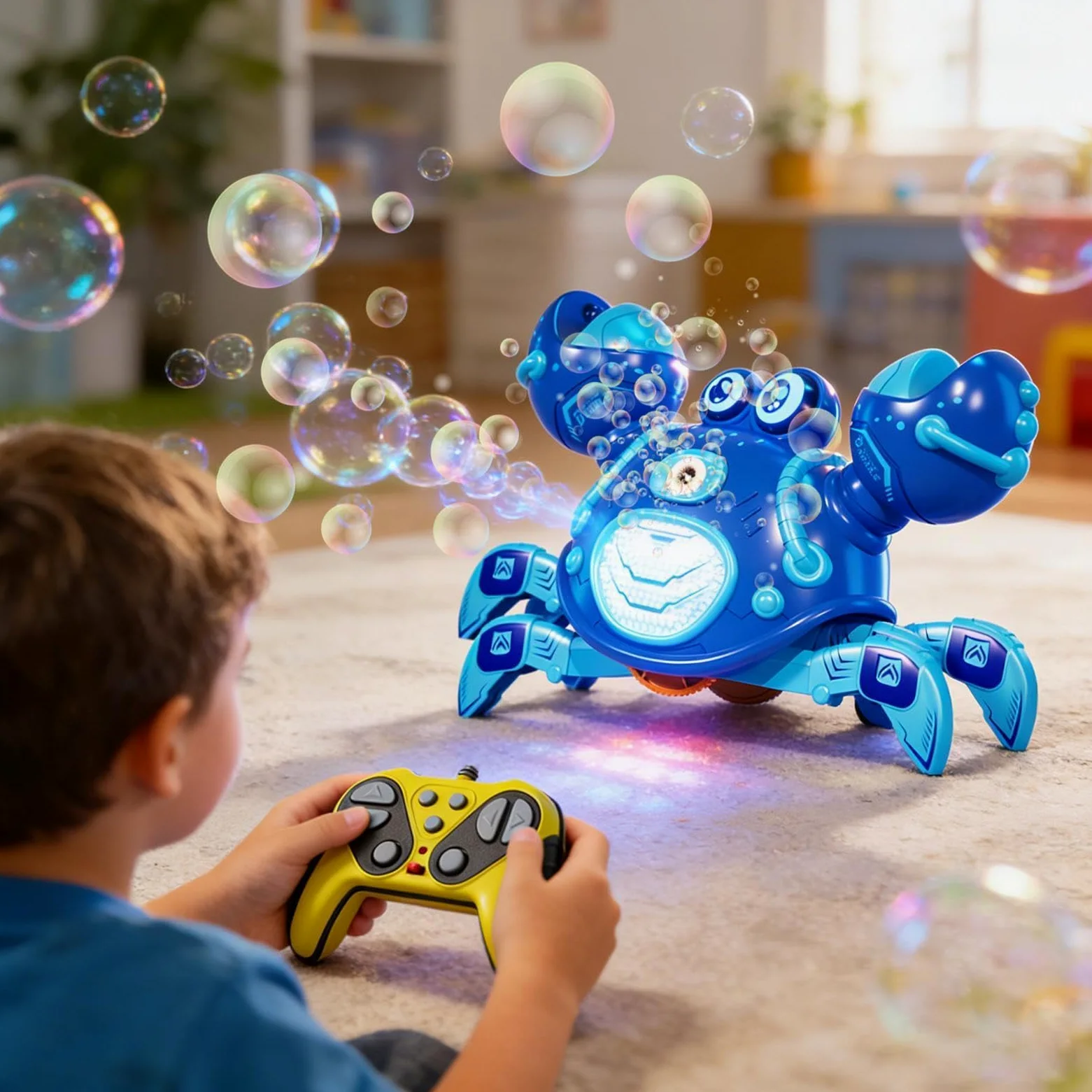 Giocattolo Strisciante Con Telecomando Interattivo Elettrico Ricaricabile | Granchio Che Crea Bollicine per Bambini per Bambini Bambine Casa Scuola Esterno Viaggi Campeggio Spiaggia Compleanno