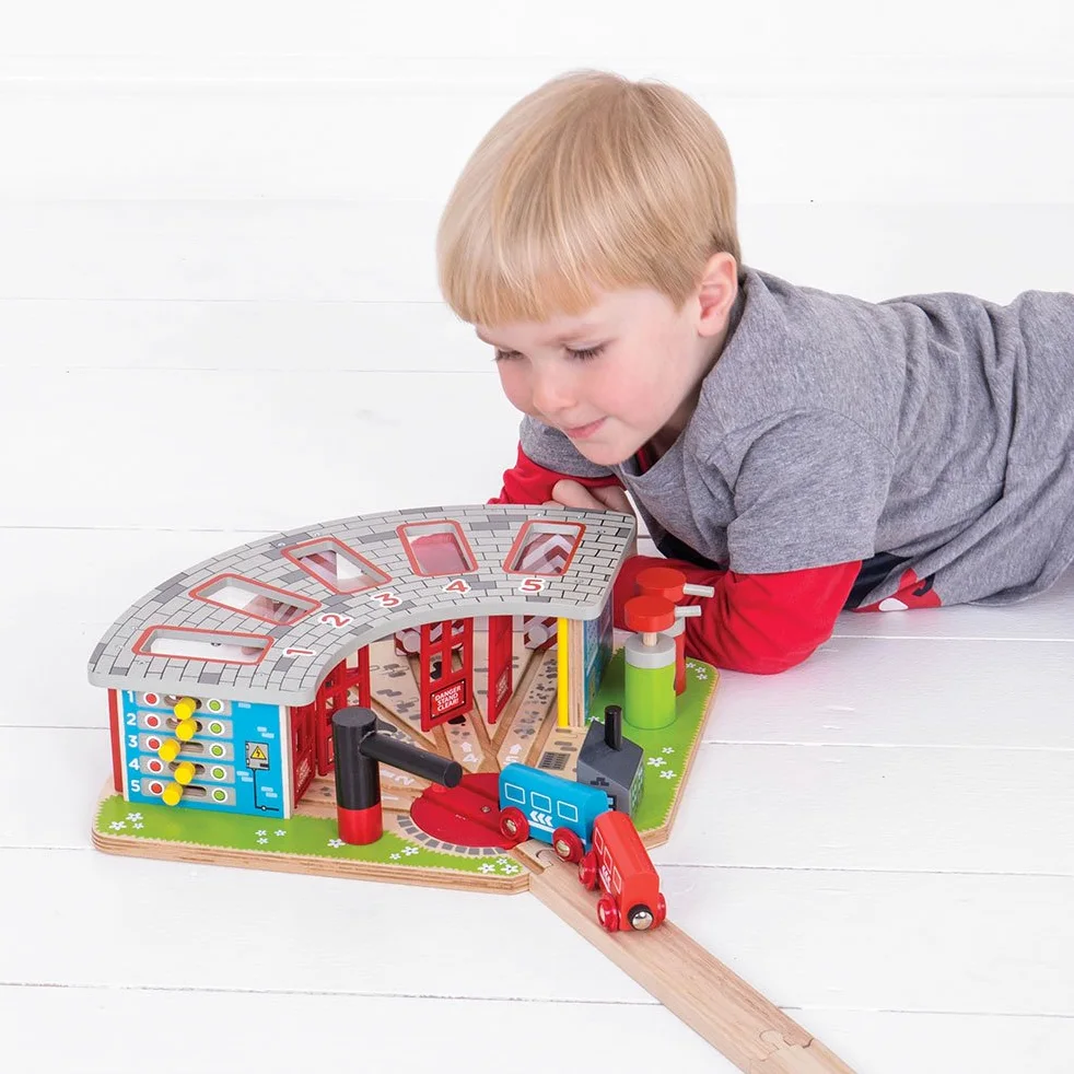 Bigjigs Rail Deposito per Cinque Locomotive