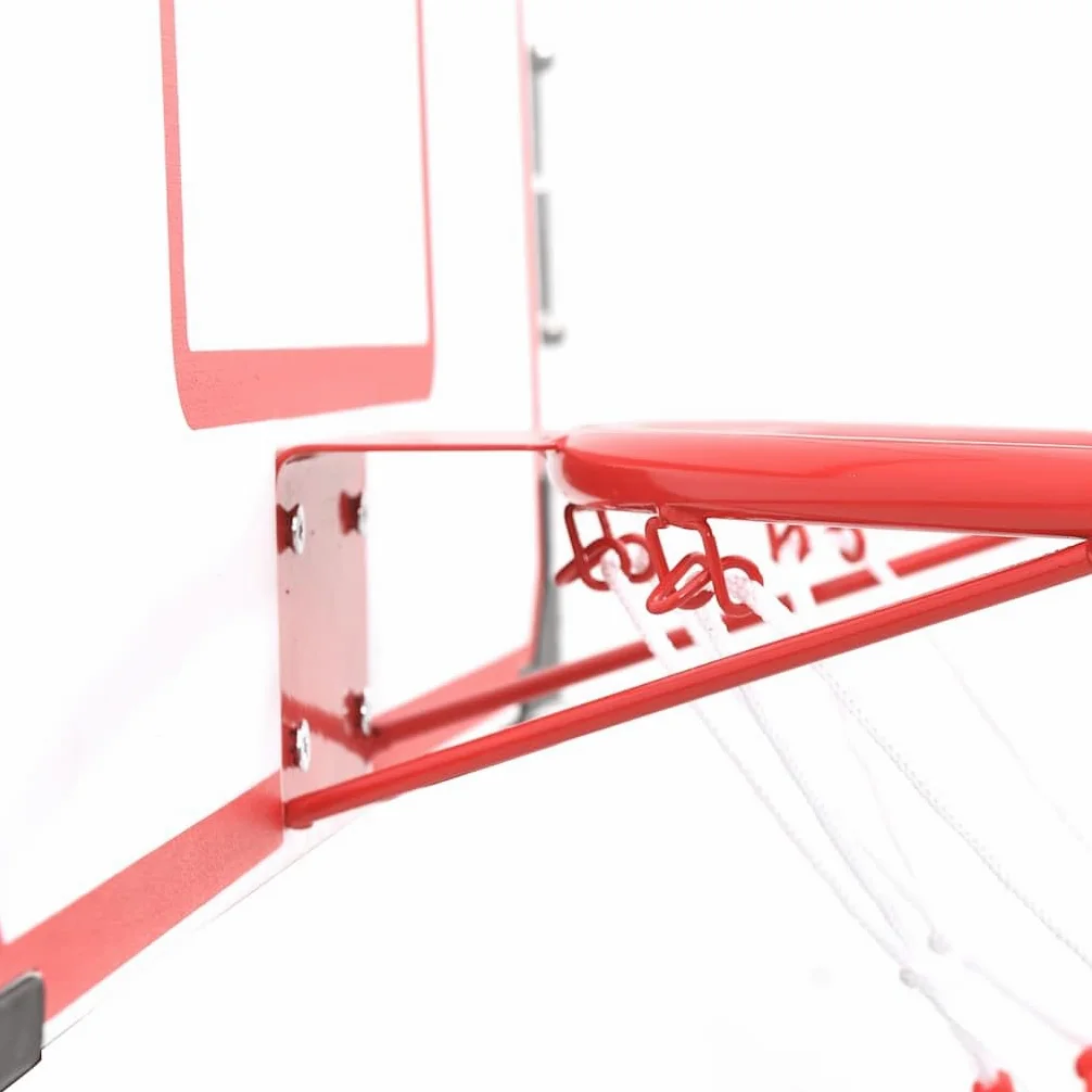Set di 5 palle da basket da parete con tavola posteriore in polietilene, rete tricolore e pompa ad aria, per giardino, garage o vialetto