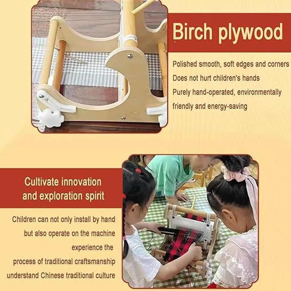 Kit per tessitura – Macchina per maglieria a mano in legno per bambini e principianti, larghezza di tessitura 20 cm, densità regolabile per un facile utilizzo
