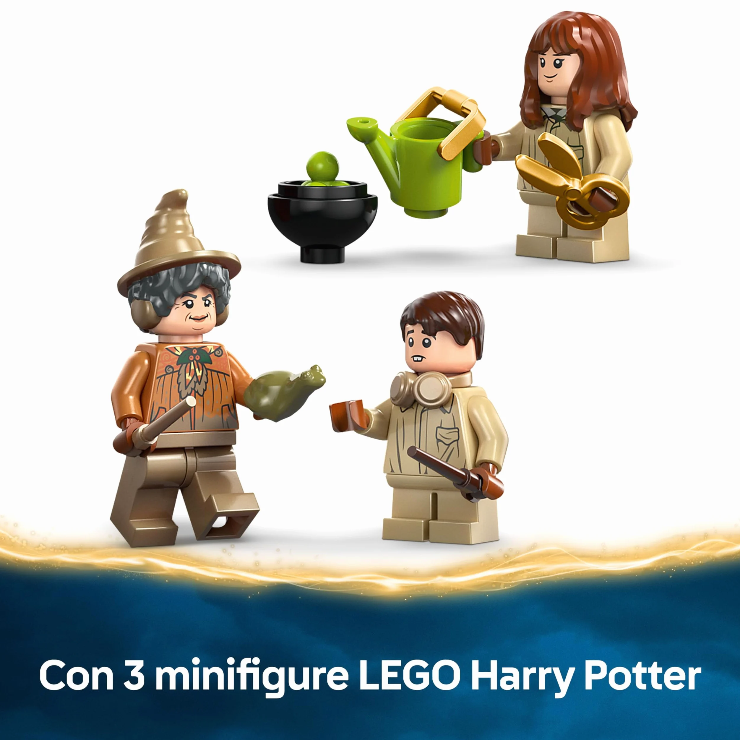 LEGO Harry Potter Castello di Hogwarts: Lezione di Erbologia con 3 Minifigure tra cui e Hermione Granger e Neville Paciock e 3 Piante Giocattolo di Mandragola - Regalo per Bambini da 8 Anni - 76445