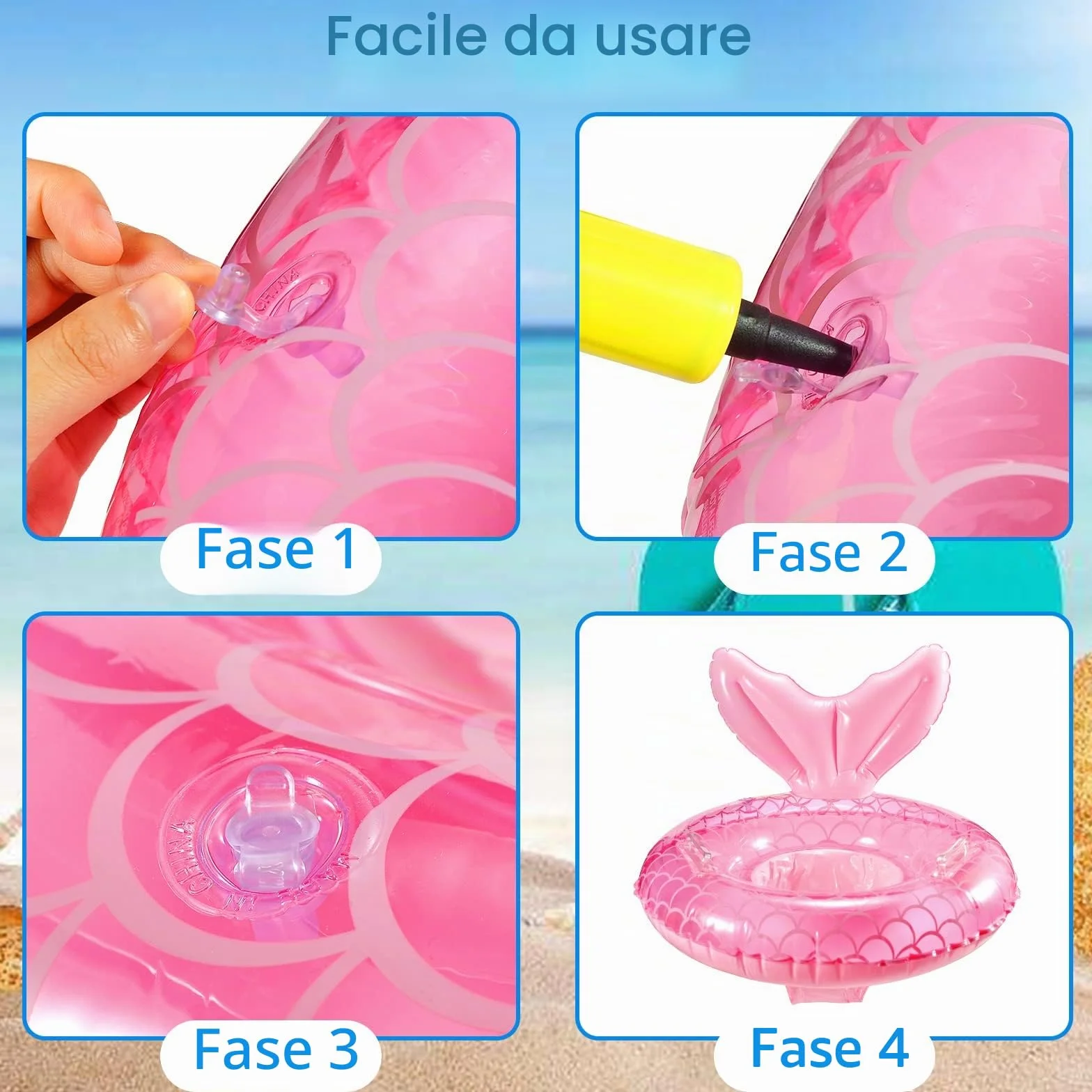 Vibbang Anello di Nuoto per Bebè, Anello da Nuoto Gonfiabile per Bambini, Anello da Spiaggia per Bambini, Salvagente con Mutandina Aiuta i Bambini 6-36 Mesi, Piscina Estiva All'aperto
