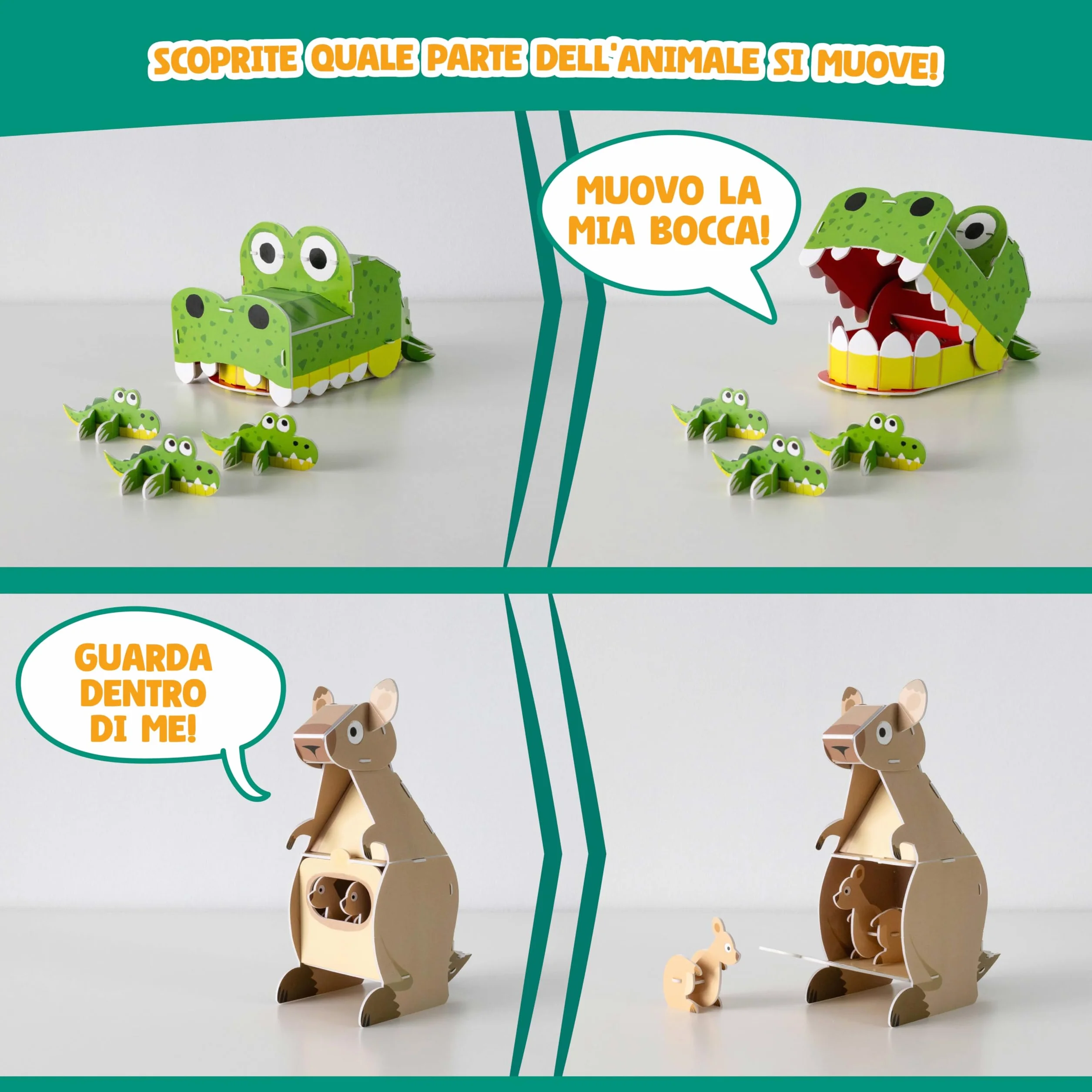 BONNYCO Puzzle 3D Bambini Animali della Giungla Pack 8. Giochi Bambini Educativi Giocattoli, 3D Puzzle Bambino e Bambina. Regalo Bambino 6 7 8 9 10 Anni, Regali Giochi Creativi Compleanno Natale