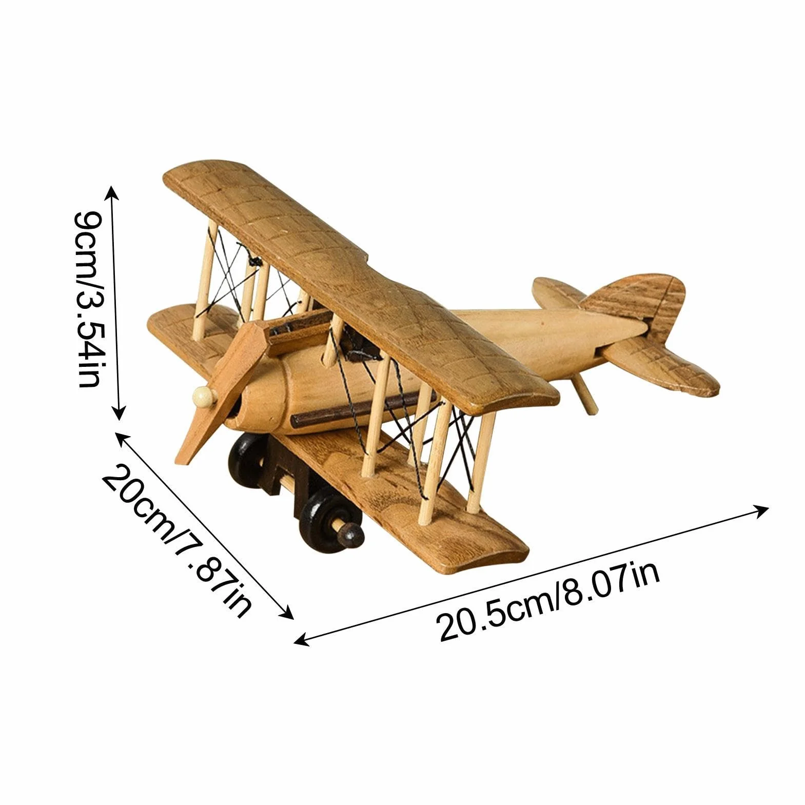 Aeromodello in Legno Teksome, Modello Artigianale di Aereo Vintage da Tavolo, Regalo di Compleanno per Bambini