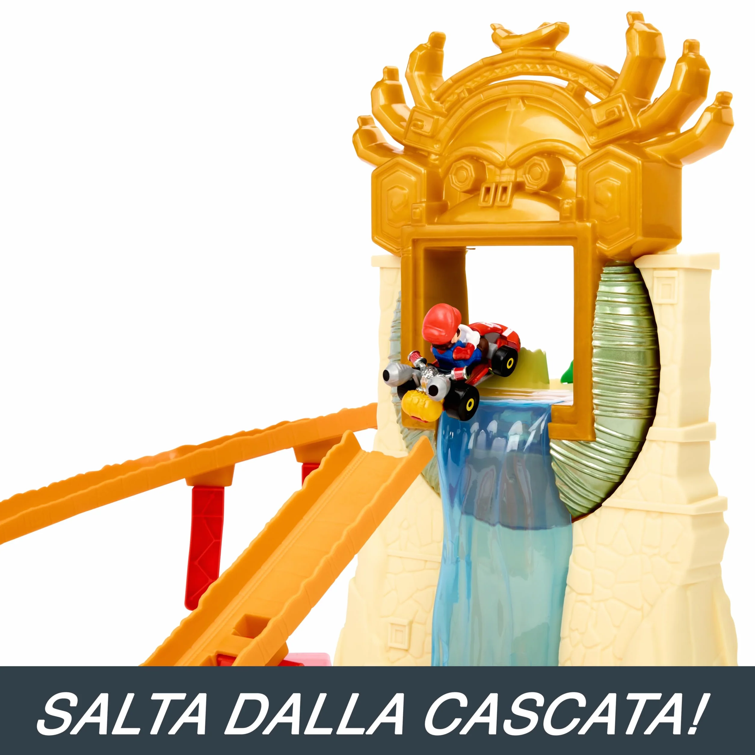 Hot Wheels Super Mario Bros - Corsa nella Giungla di Kong, playset ispirato al film con macchinina die-cast di Mario inclusa, pista con loop e salto su cascata, giocattolo per bambini, 5+ anni, HMK49