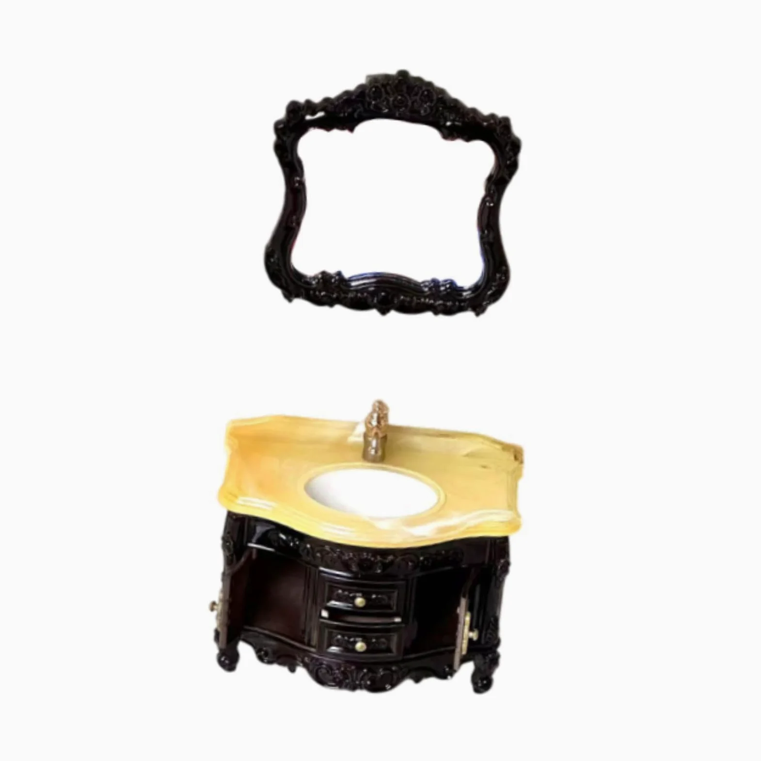 Set Lavabo E Armadio In Miniatura Casa Delle Bambole Nero | set da 2 pezzi, dettagli realistici, materiale PP resistente
