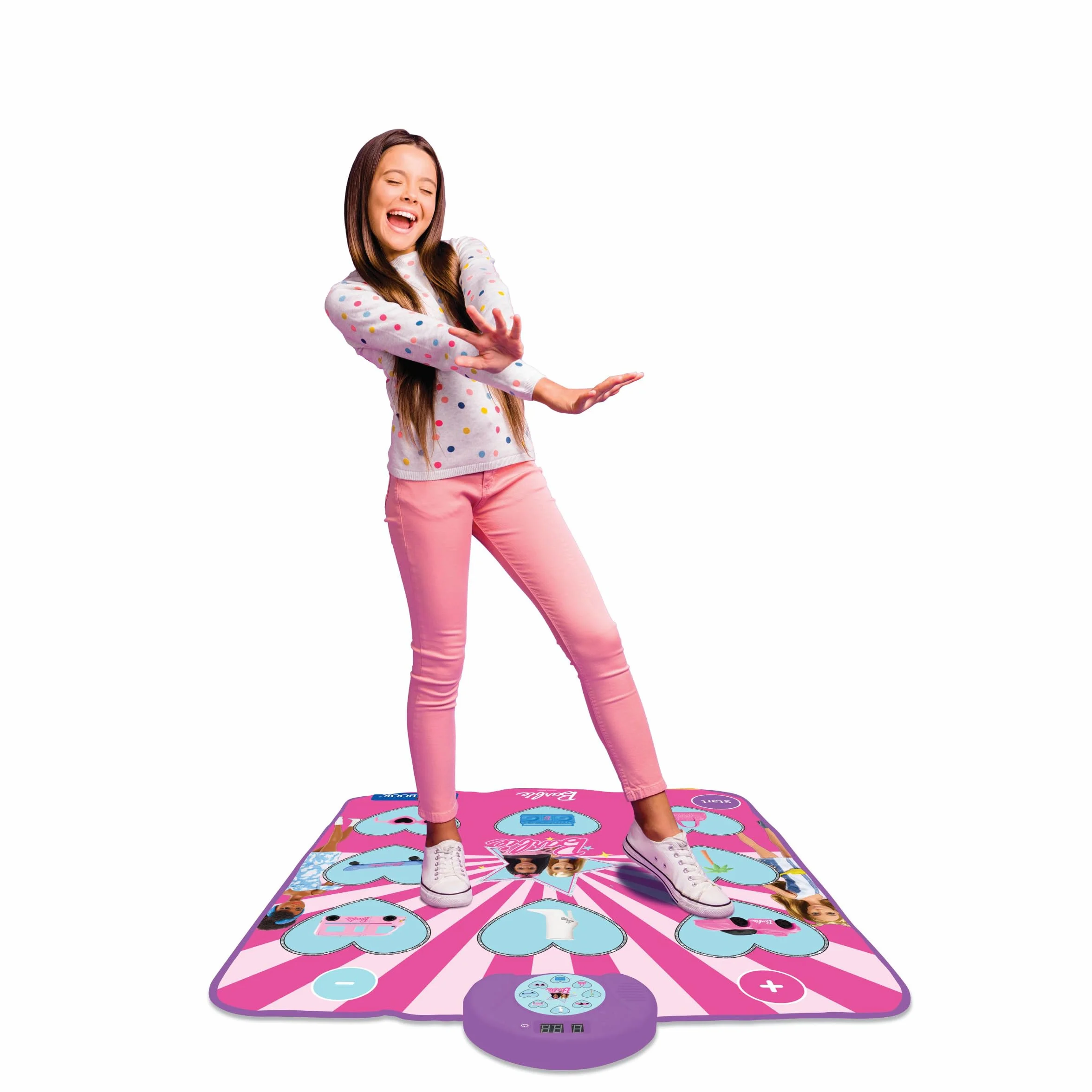 Lexibook, Mattel Barbie, Tappeto da Danza elettronico Barbie, Bluetooth e Luminoso con 6 modalità di Gioco, Rosa, DM10BBLXB
