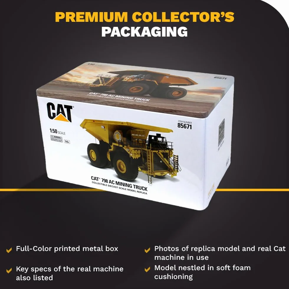 Diecast Masters Caterpillar Cat 798AC Camion minerario Scala 1:50 20,8 x 14,8 x 31,0 cm Giallo